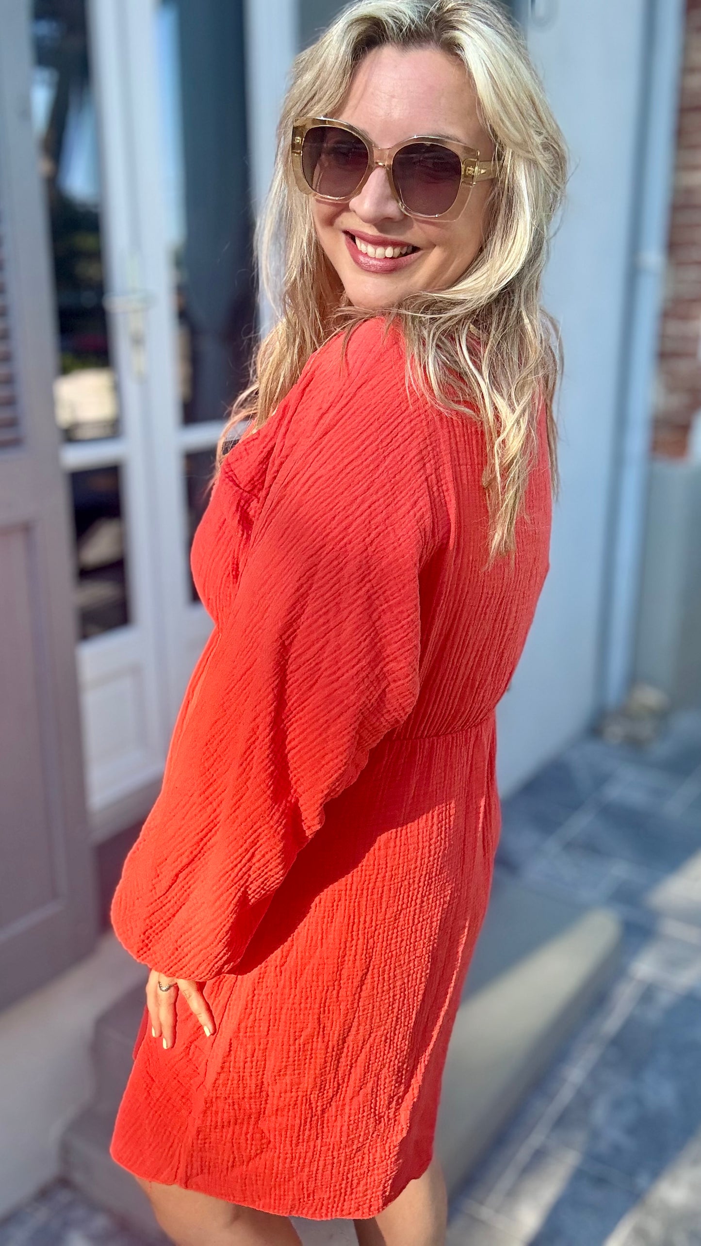 Sella jurk koraalrood