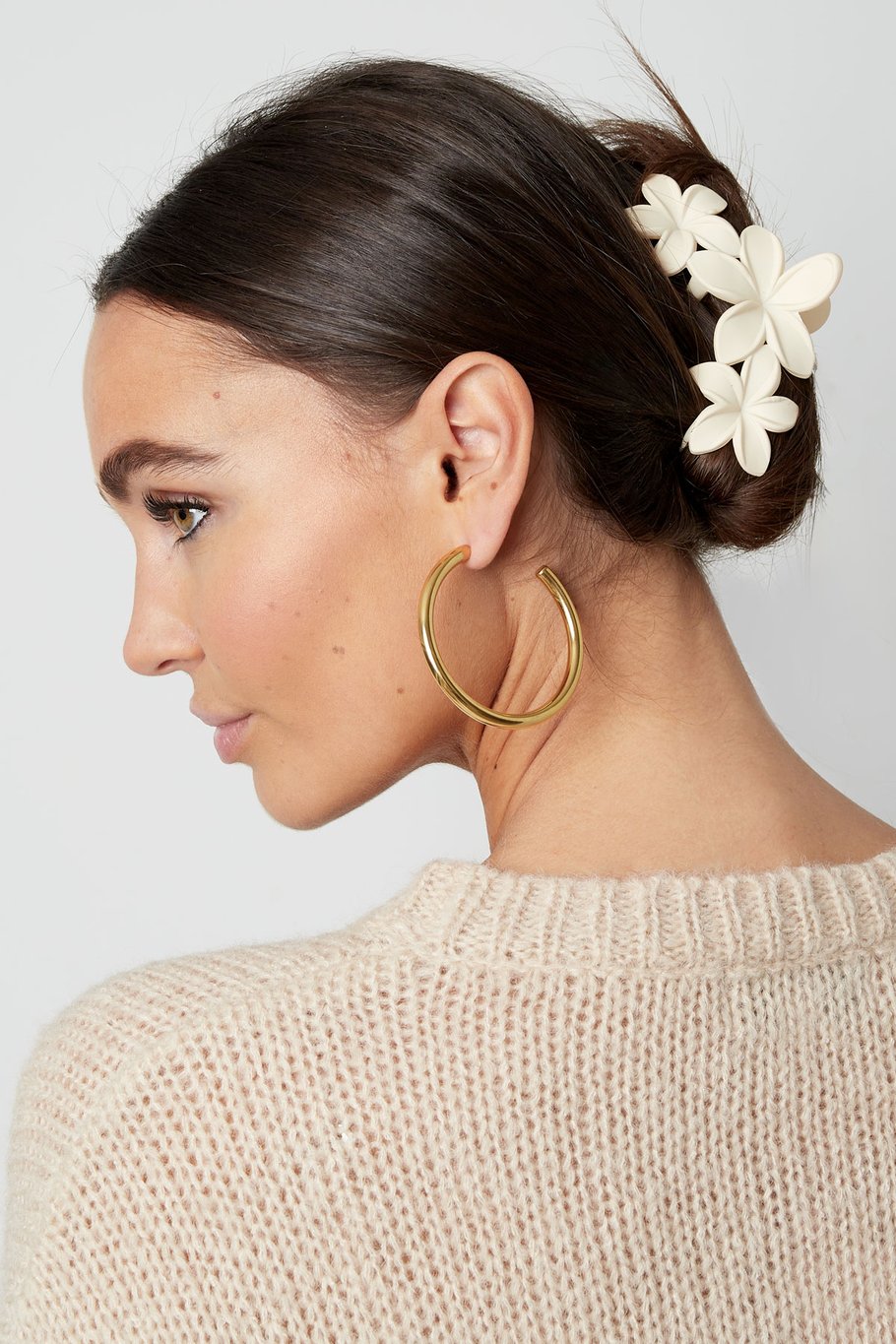 Haarspeld grote bloemen roze