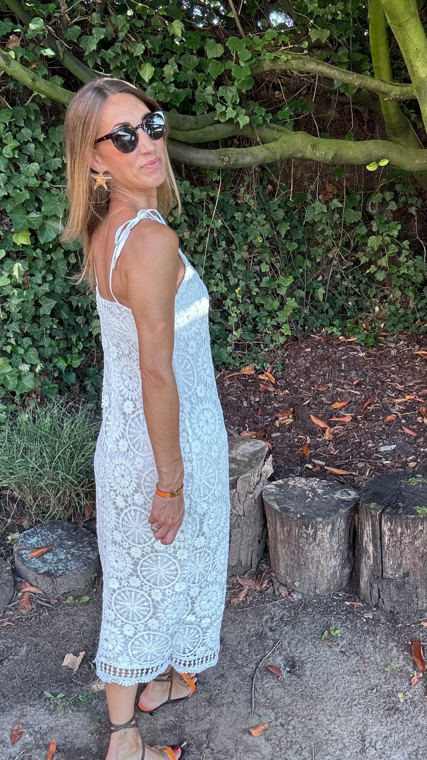 Capri lace dress - Wit