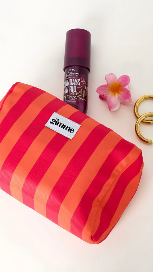 Make-up tas stripes - oranje/roze