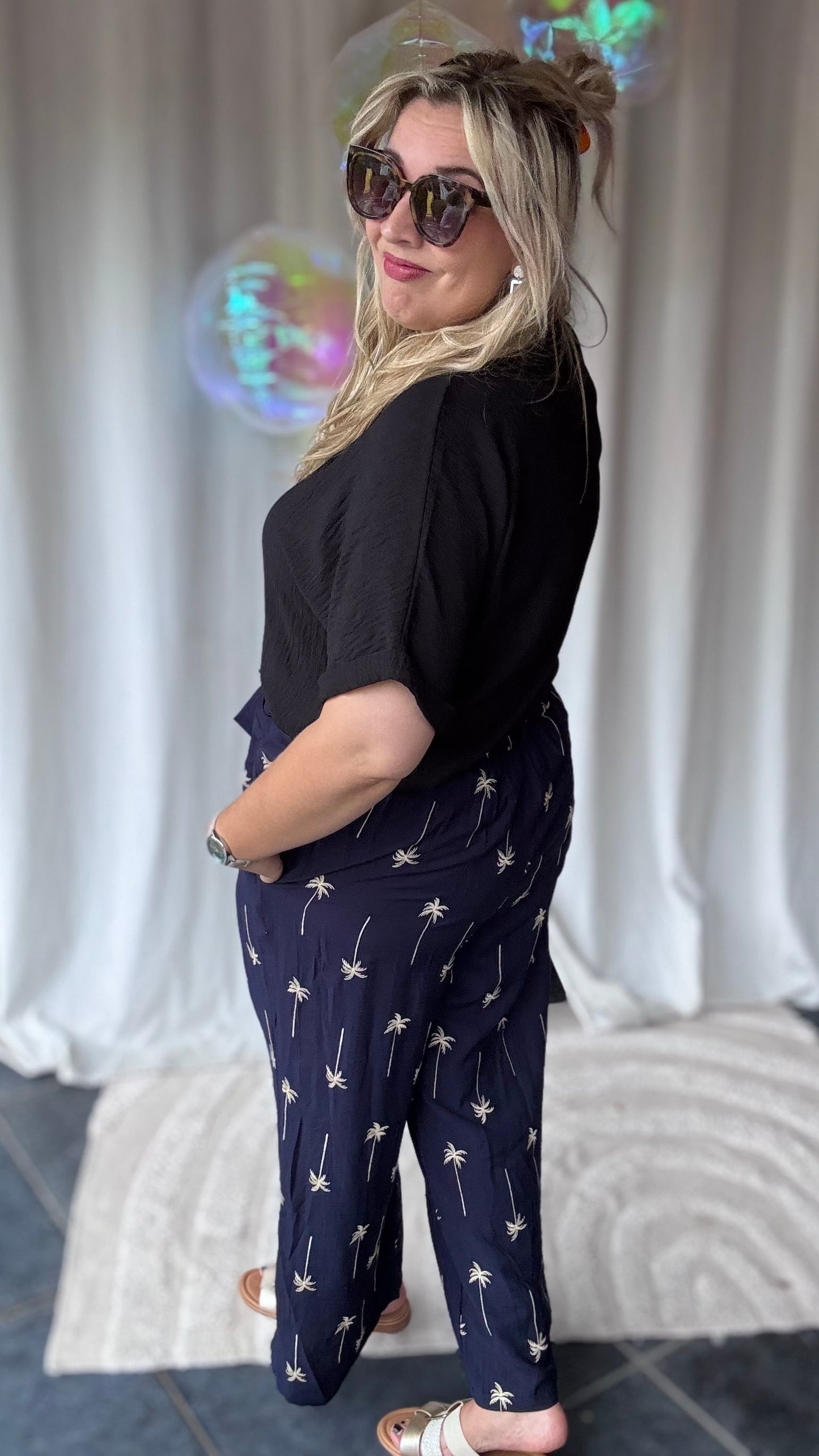 Palmtree pants navy