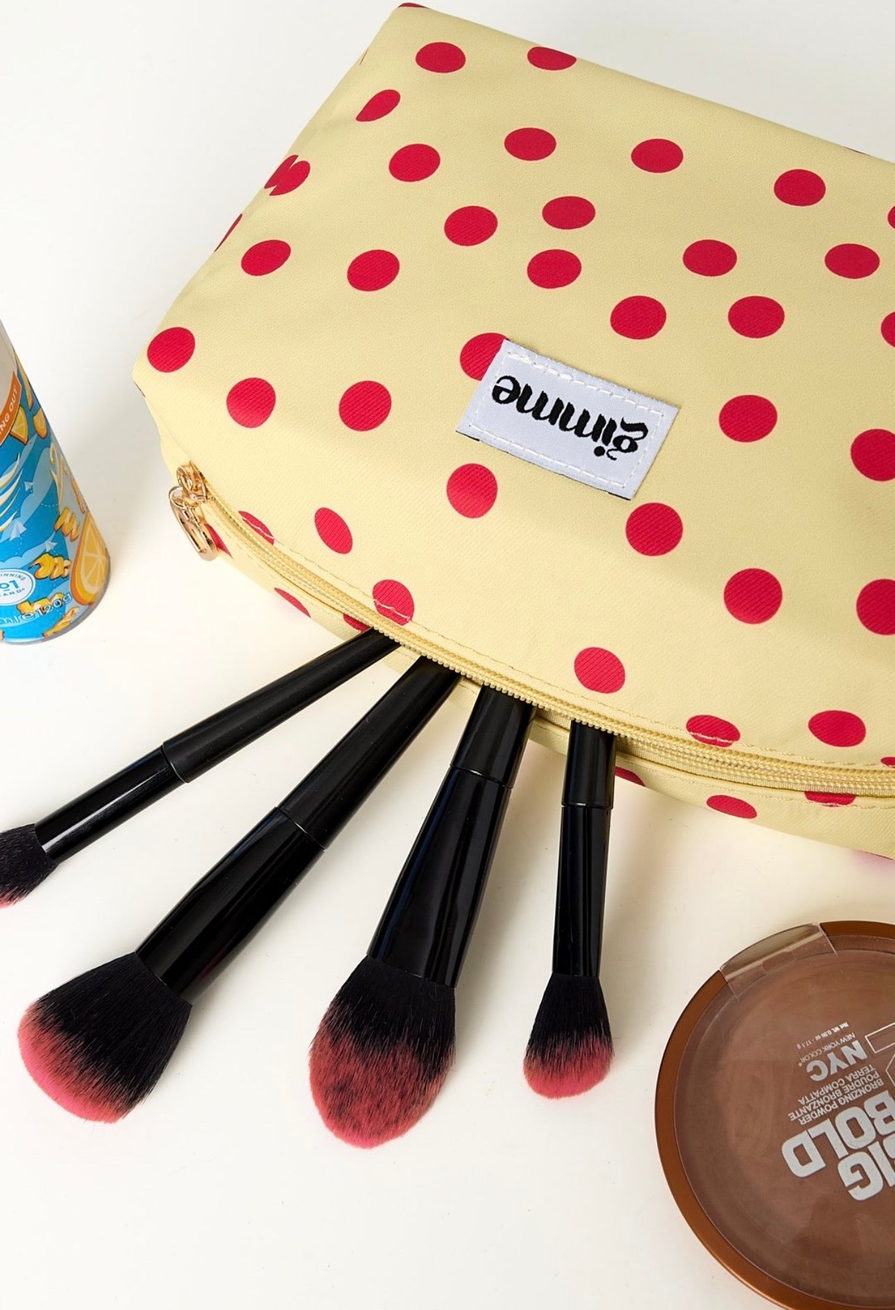 Make-up tas dots - geel