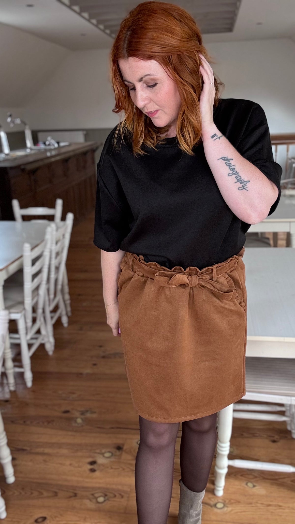 Suède rok - Camel