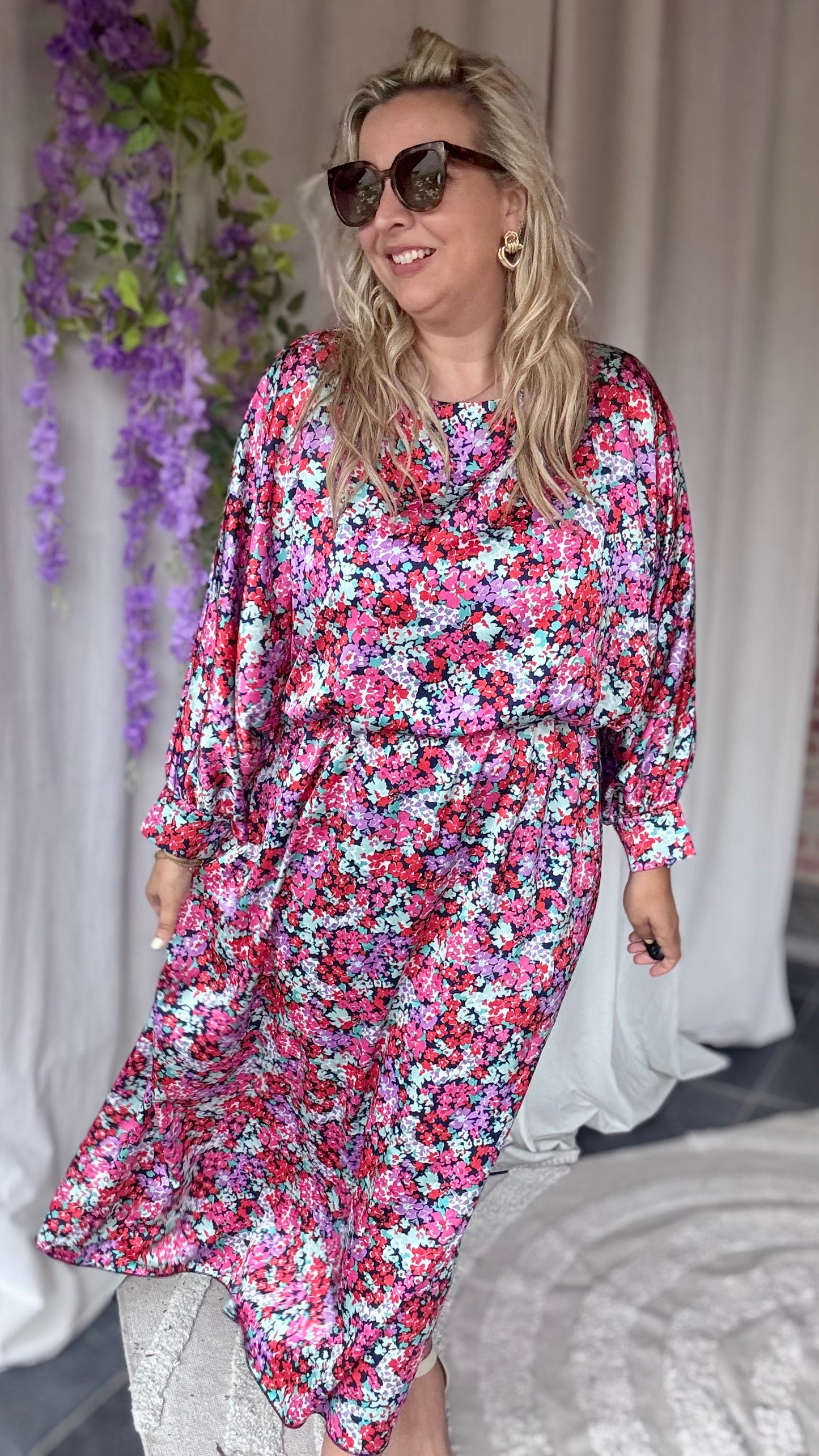 Bellini dress purple flowers