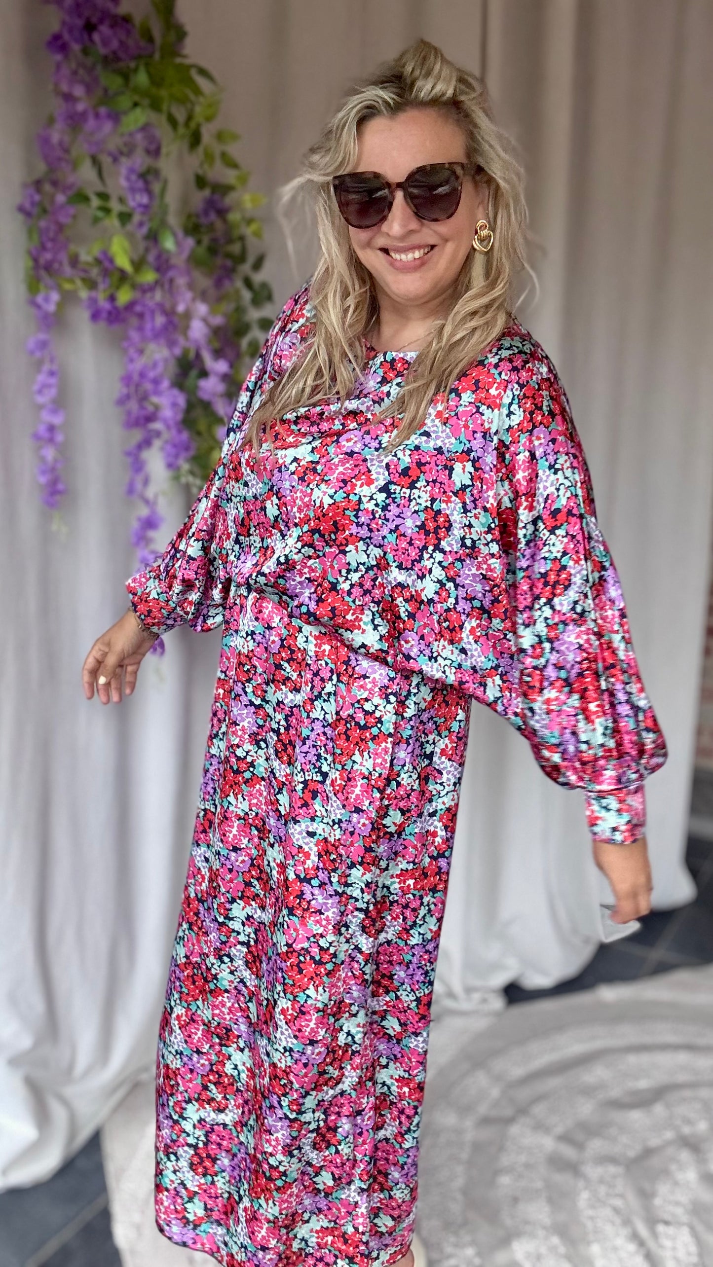 Bellini dress purple flowers