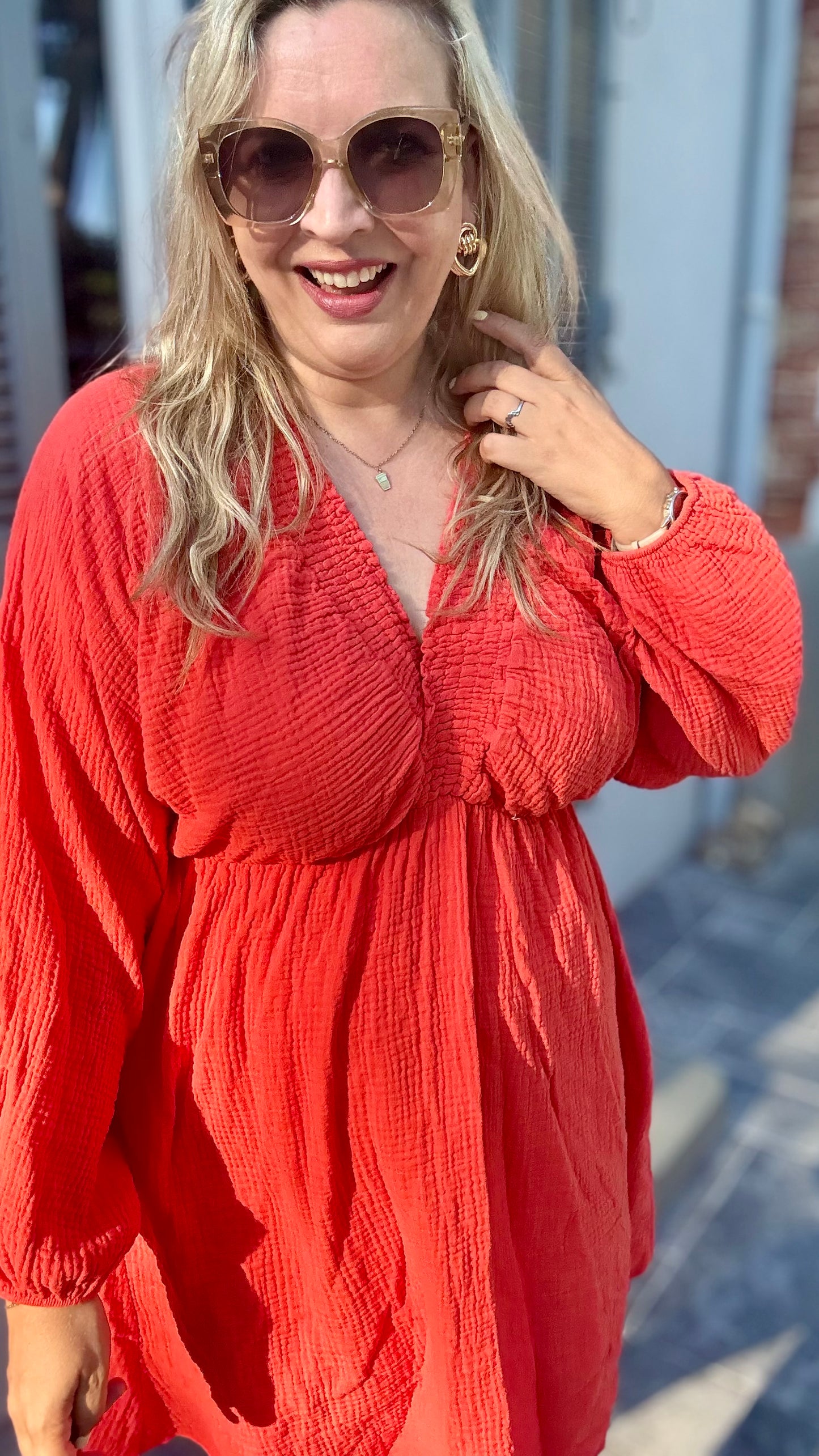 Sella jurk koraalrood