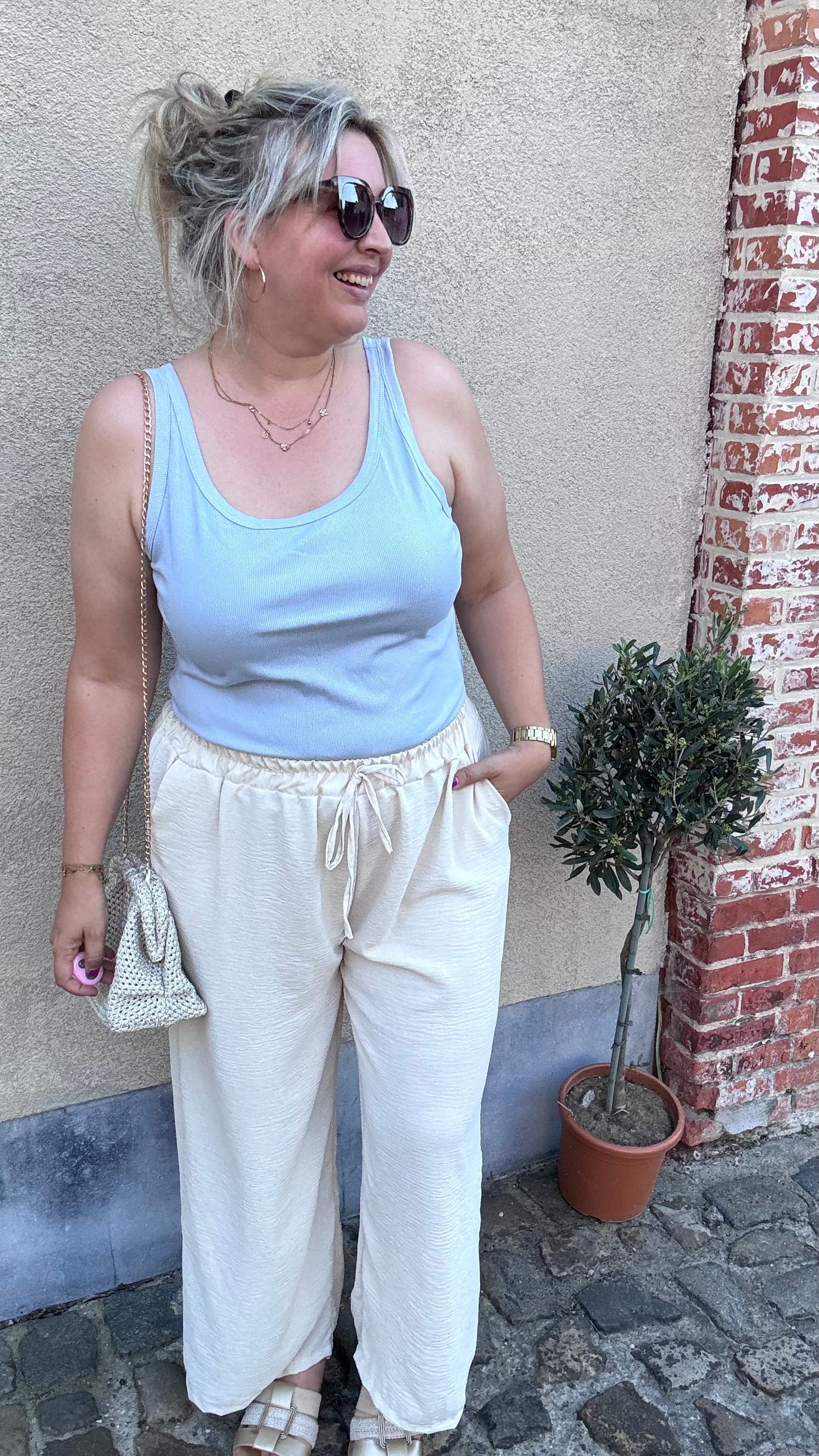 Ribbed top - Lichtblauw