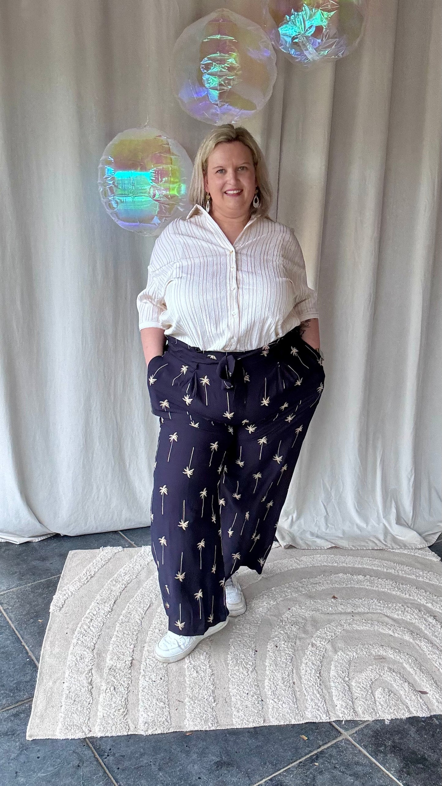 Palmtree pants navy