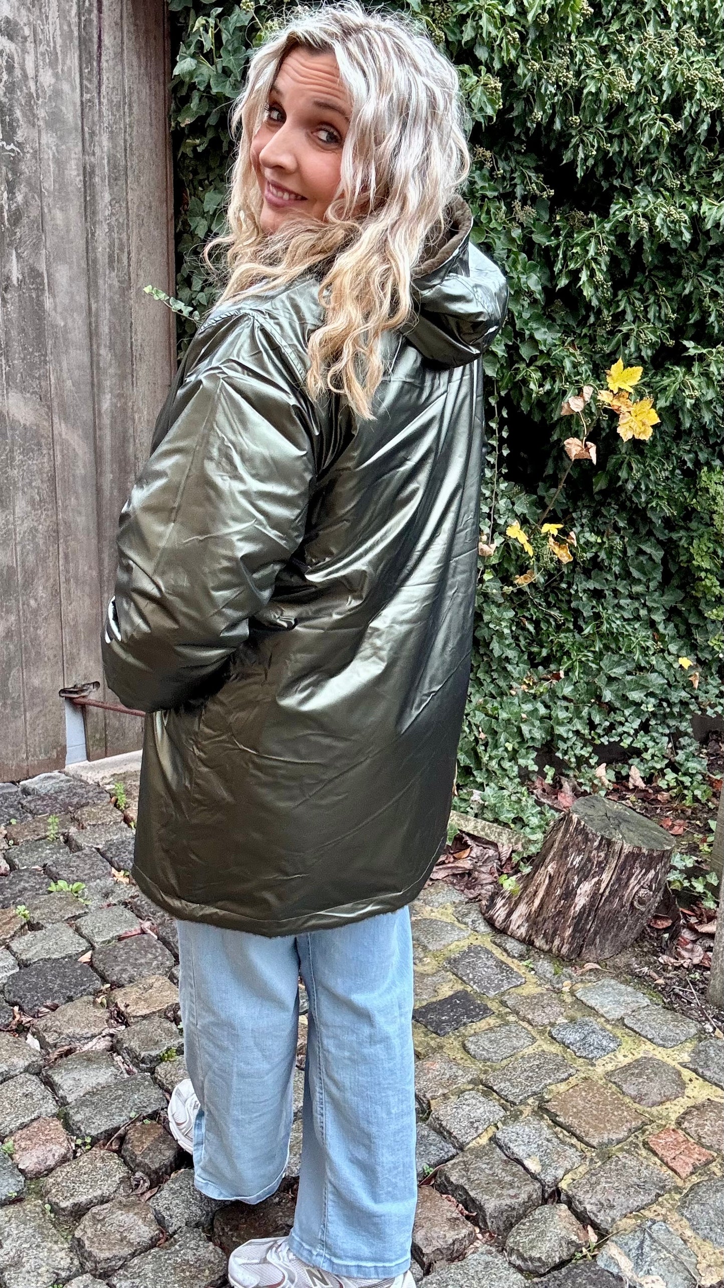 Glam plush jas - Kaki