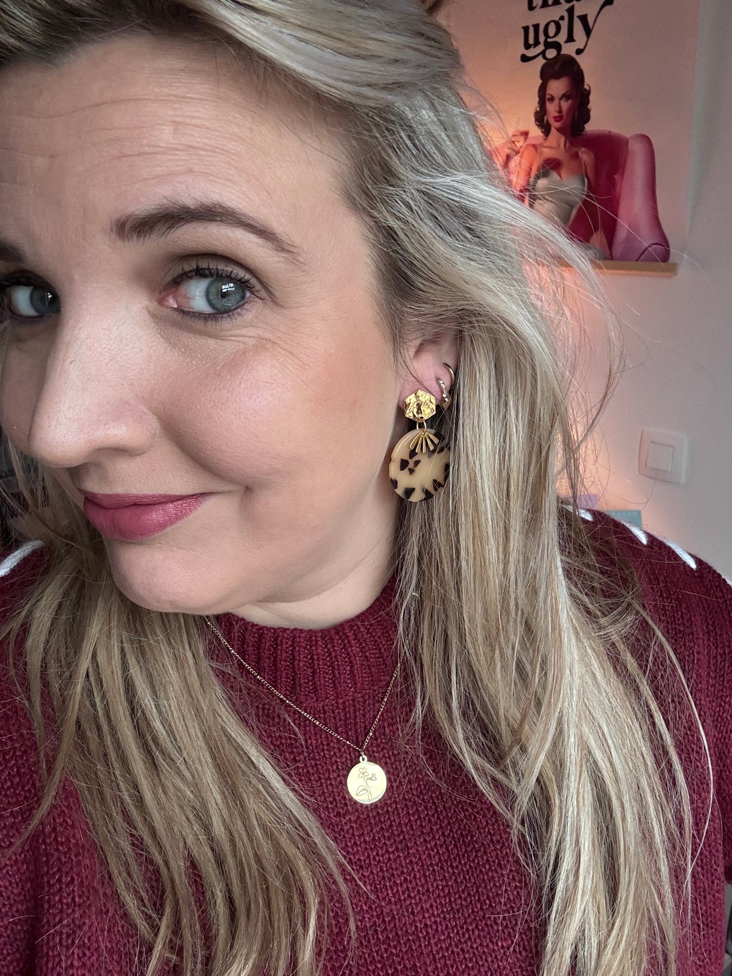 Leopard schijfjes oorbellen