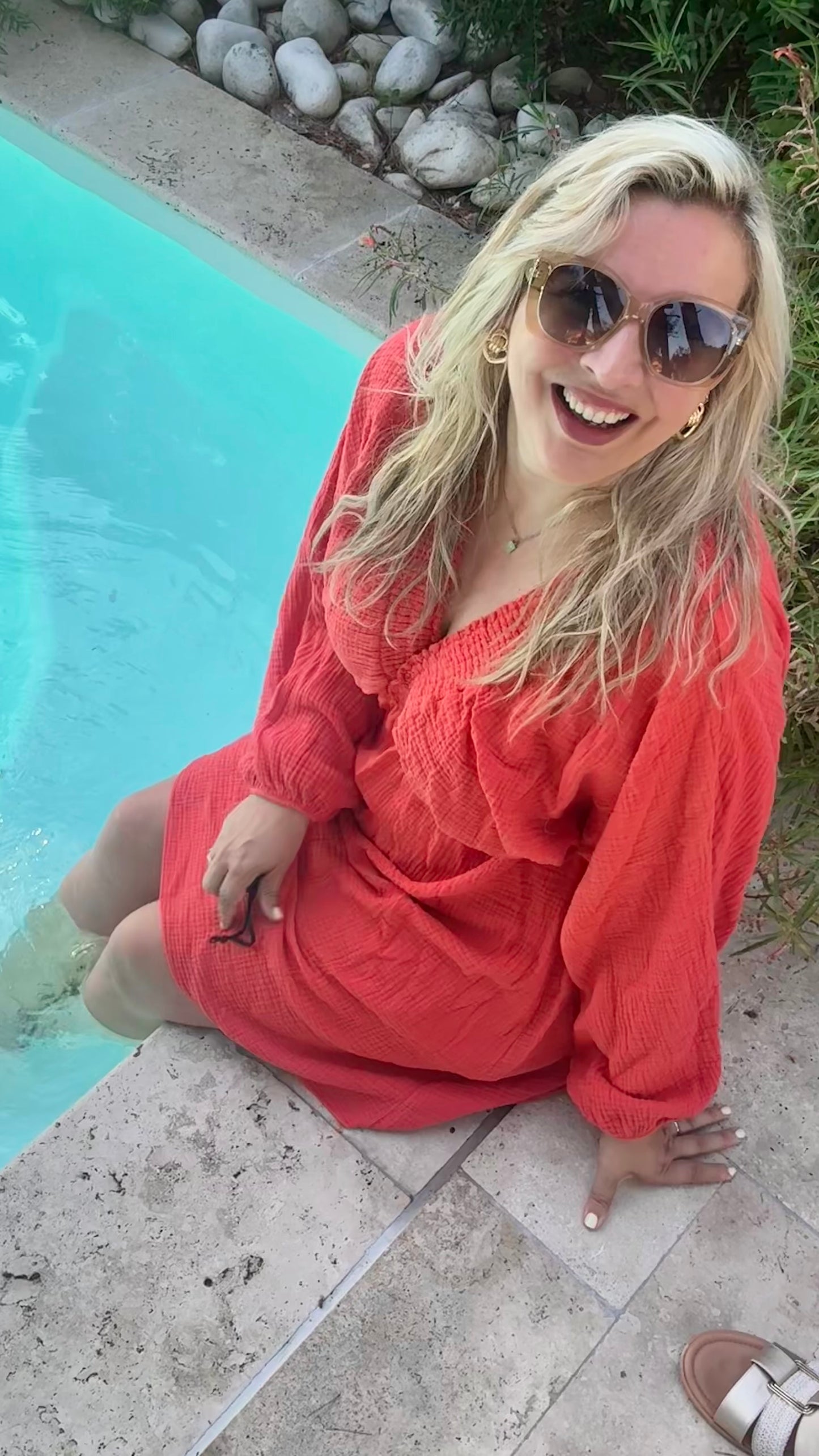Sella jurk koraalrood