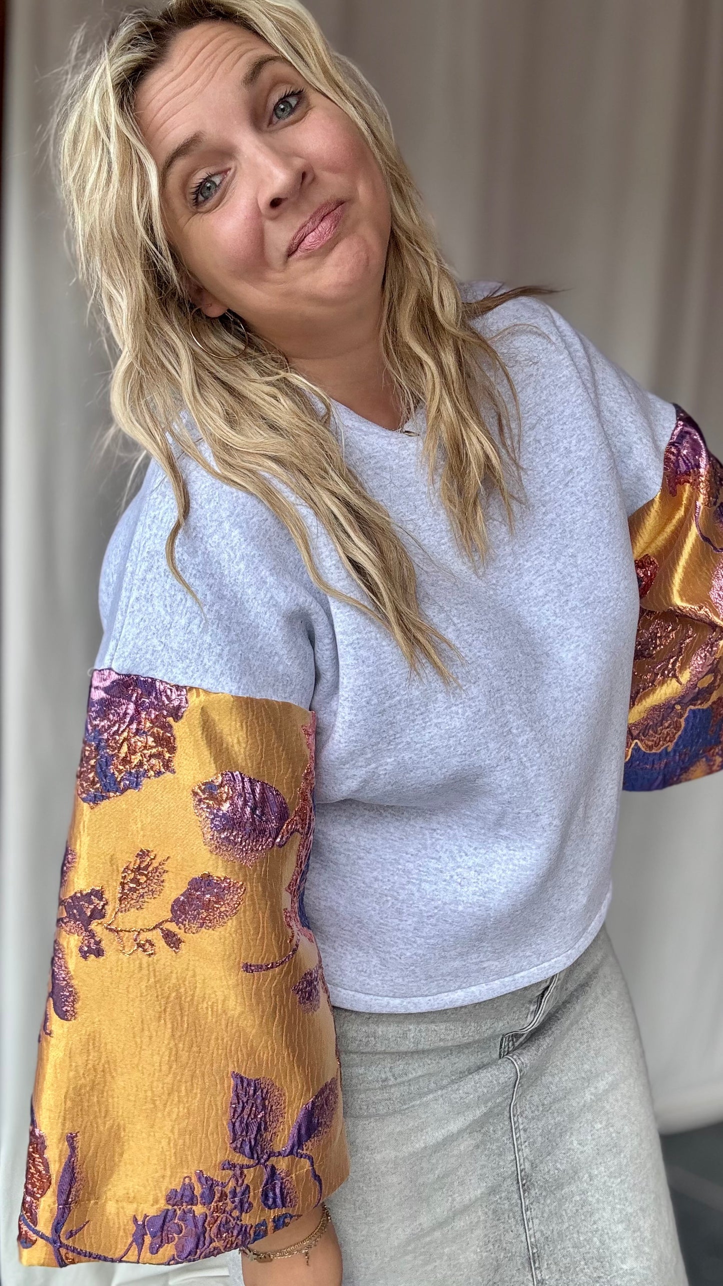 Shimmer sweater - grijs/goud