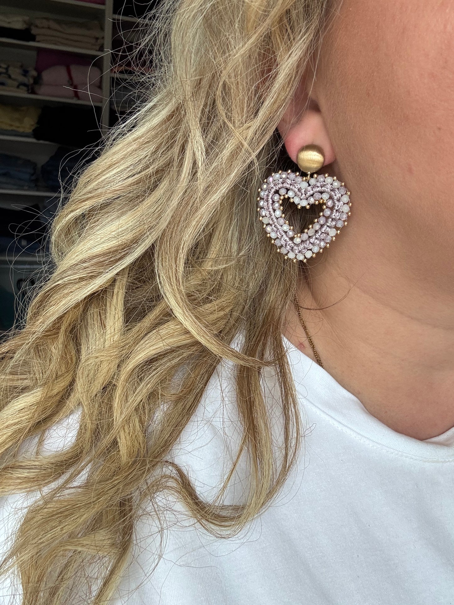 Oorbellen Pearl hearts - lila
