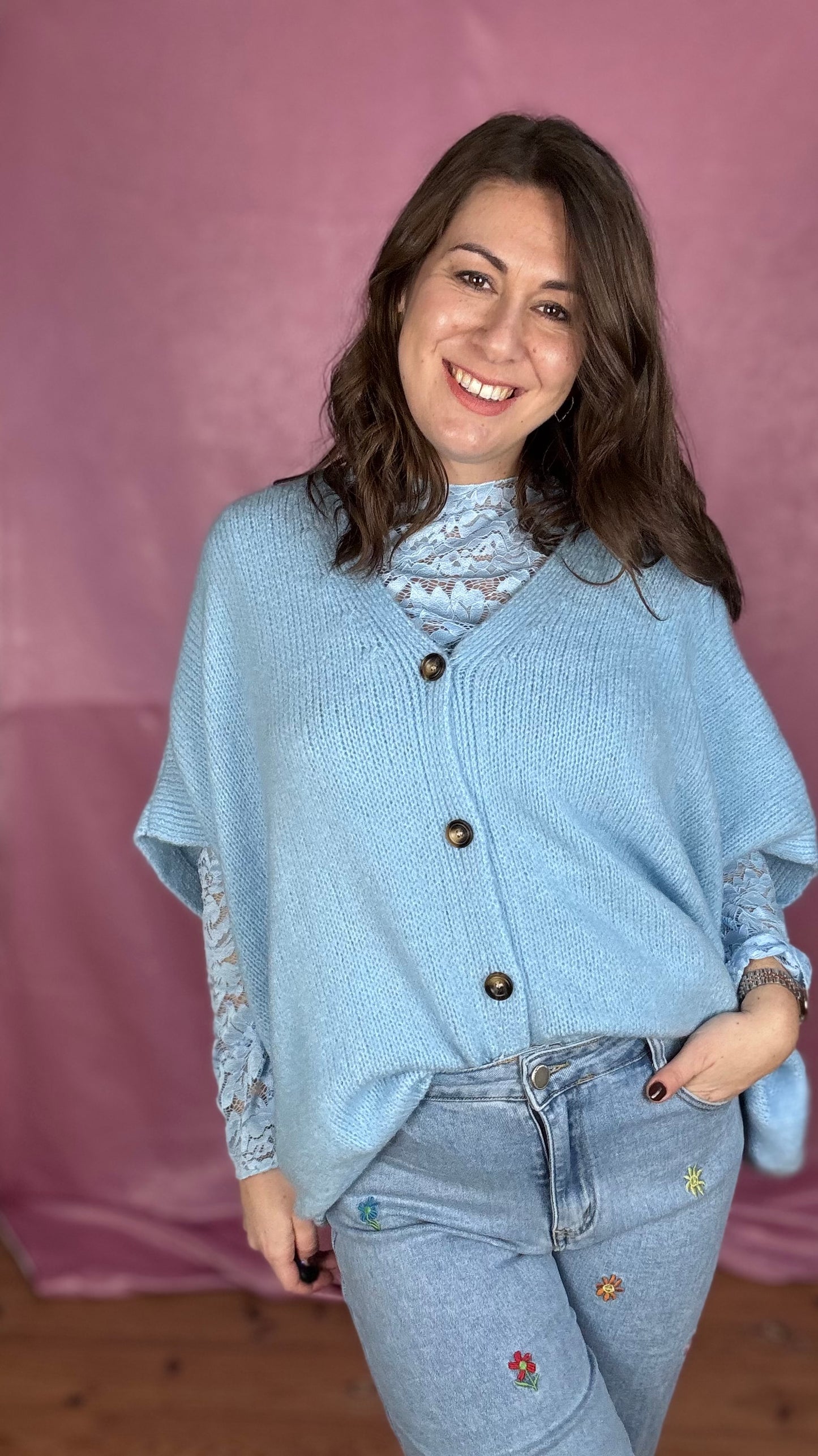 Fleur lace blouse - Lichtblauw