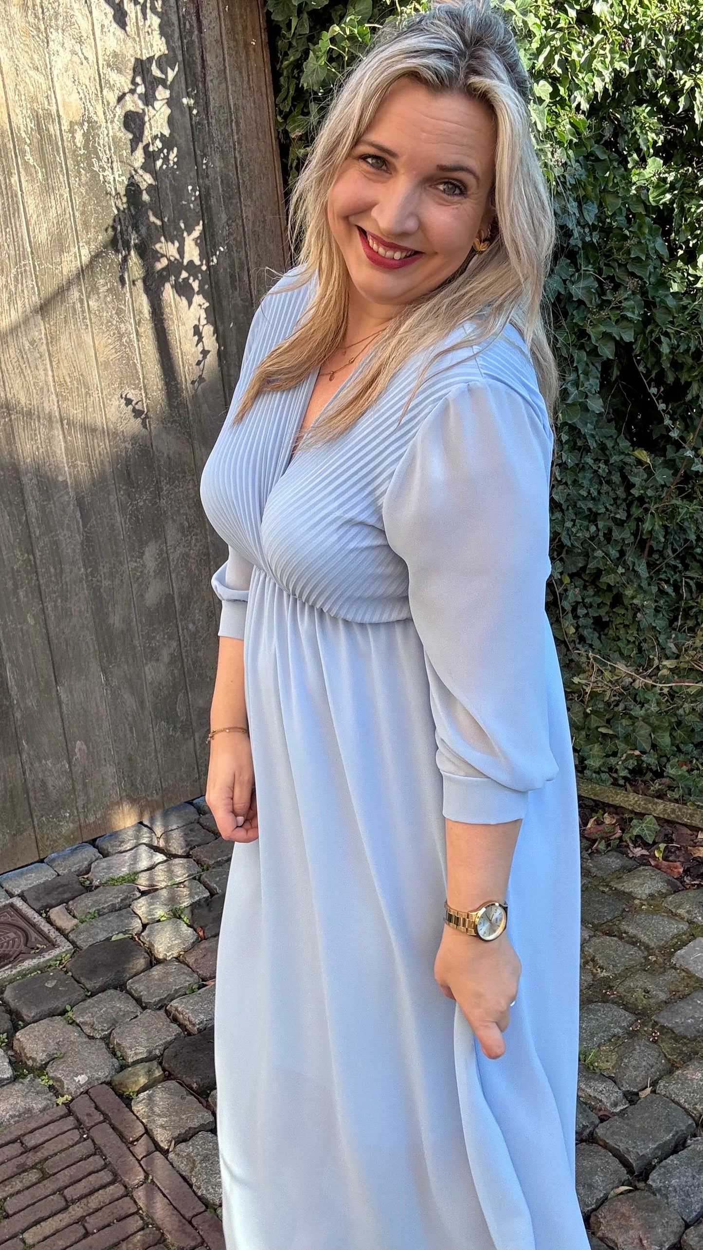 Plissé dress - Blauw