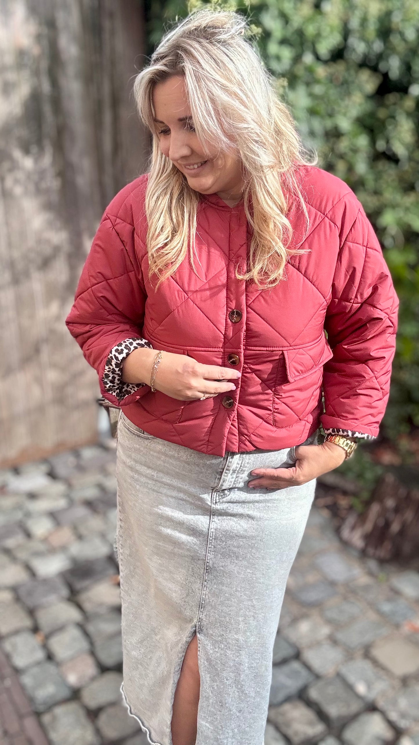 Urban Leopard Puffer - Burgundy