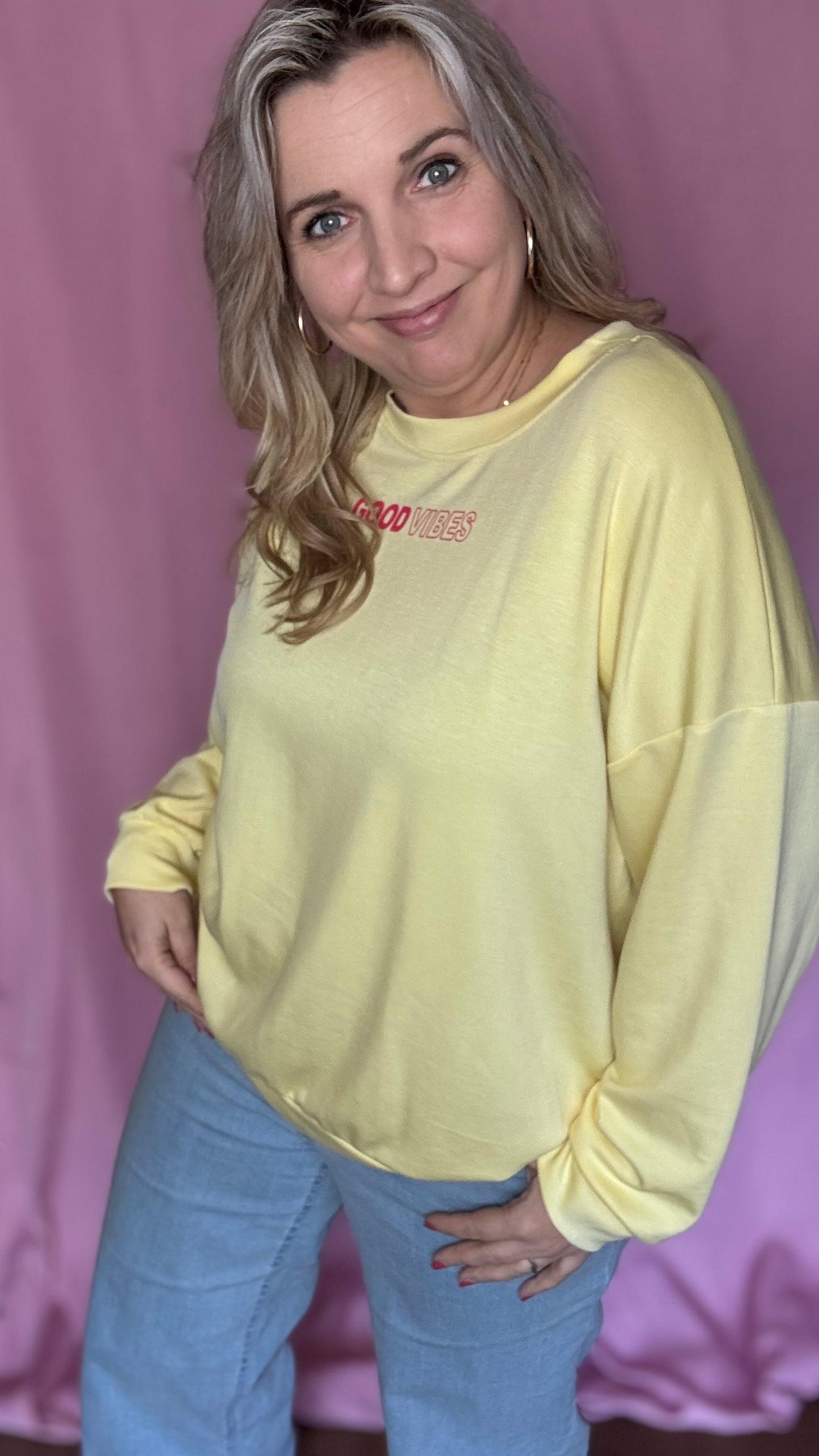 Good vibes sweater - Geel