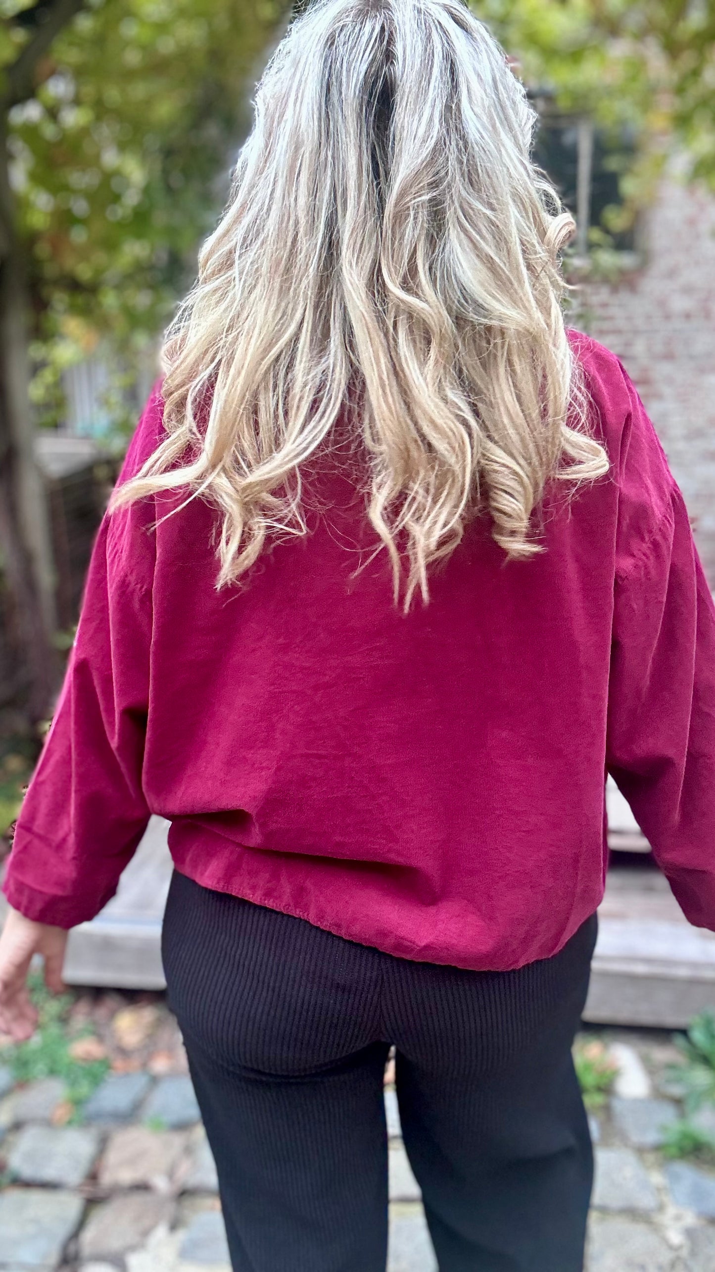 Fine ribbed blouse - Wijnrood