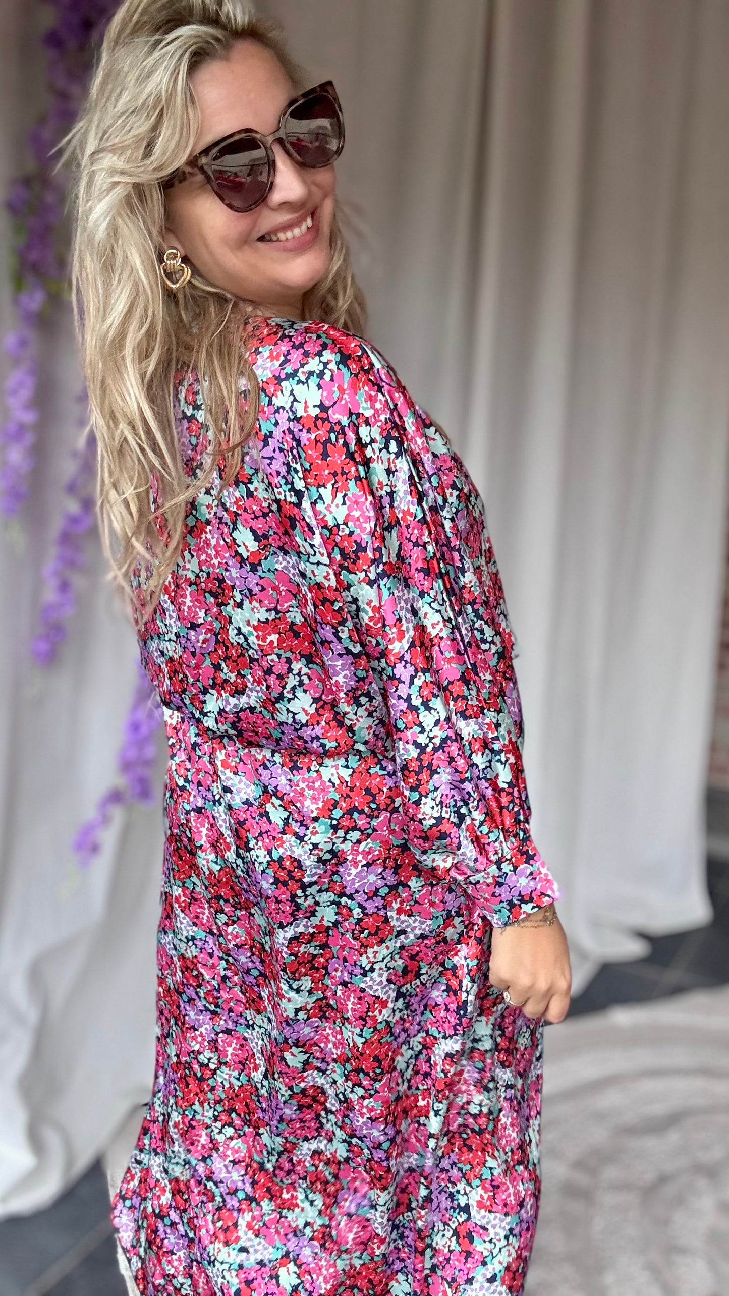 Bellini dress purple flowers