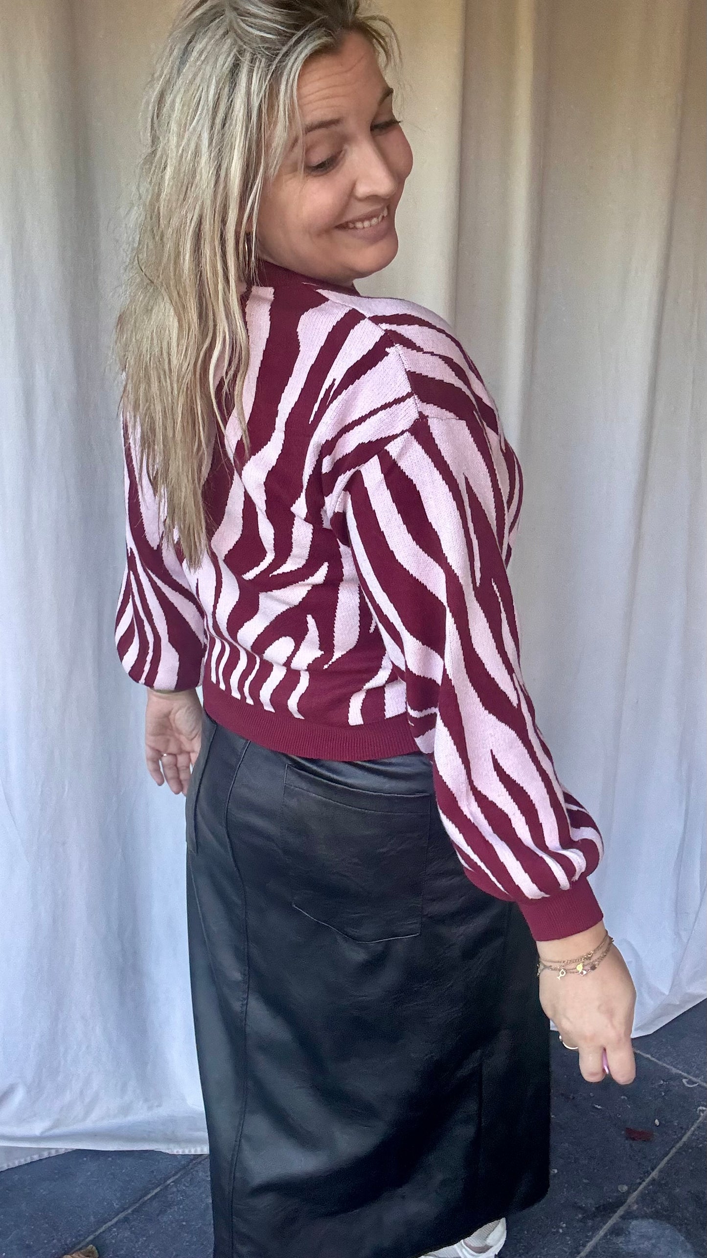 Zebra trui - Burgundy