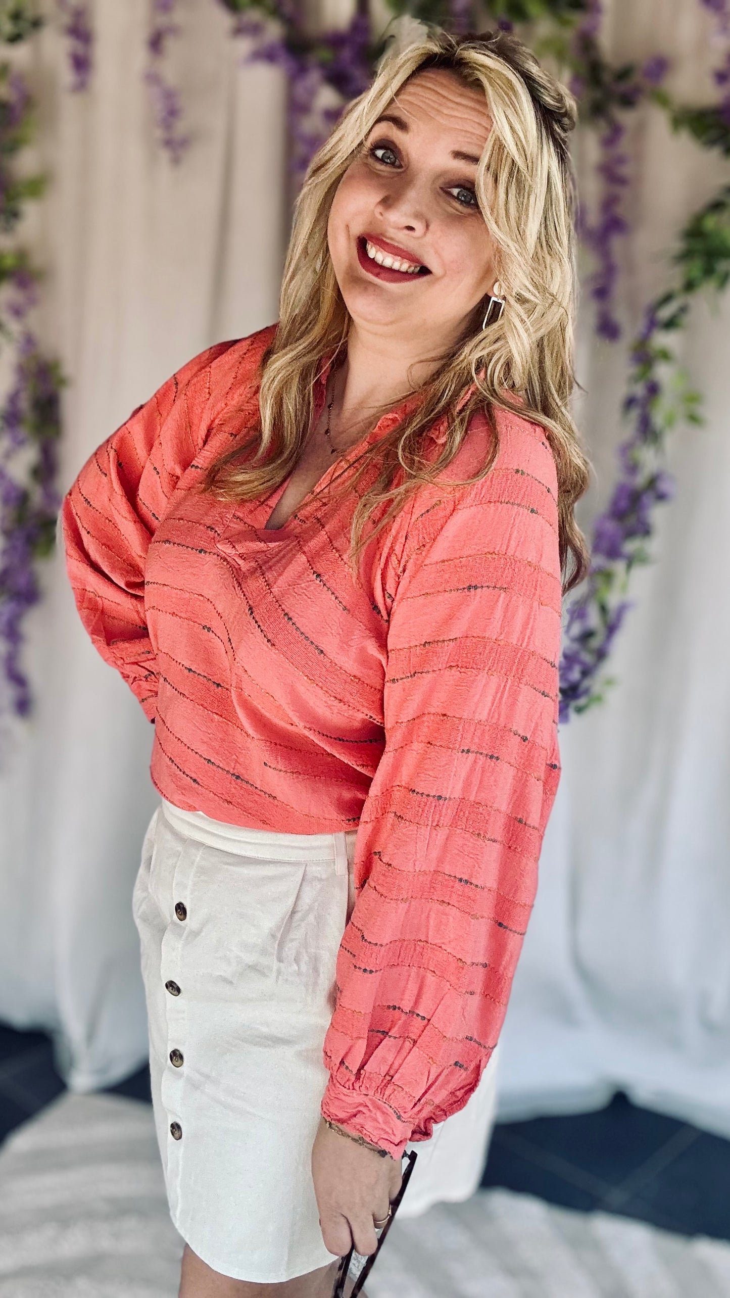 Striped elegance blouse koraal