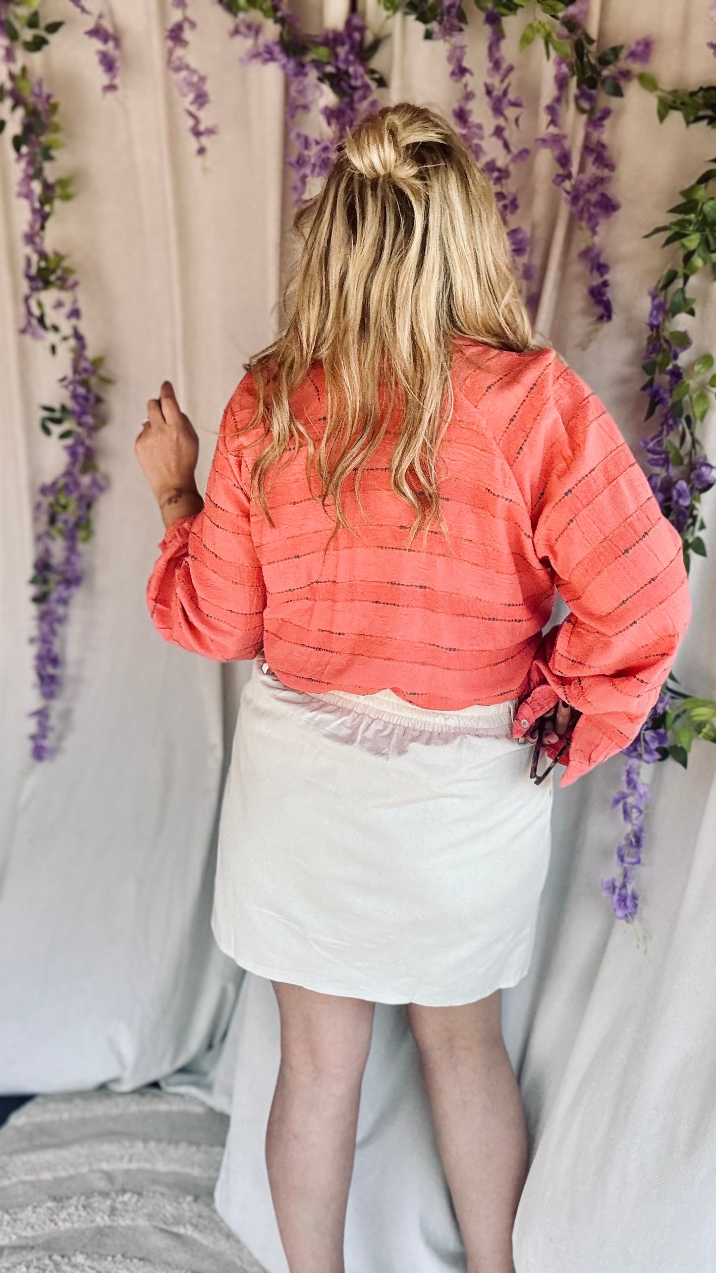 Striped elegance blouse koraal