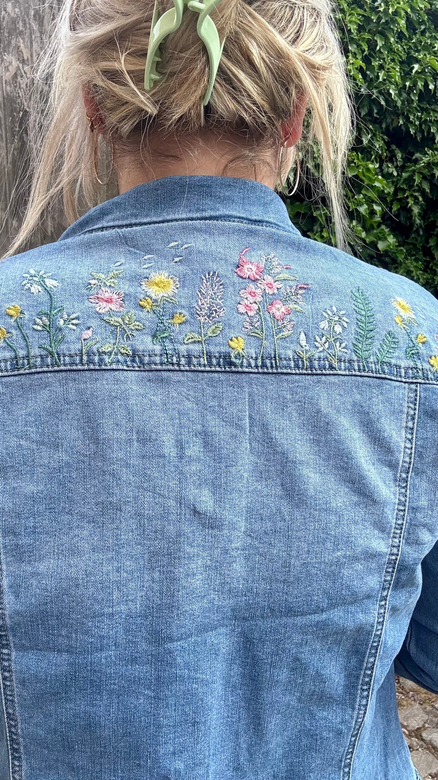 Floral jeansvest