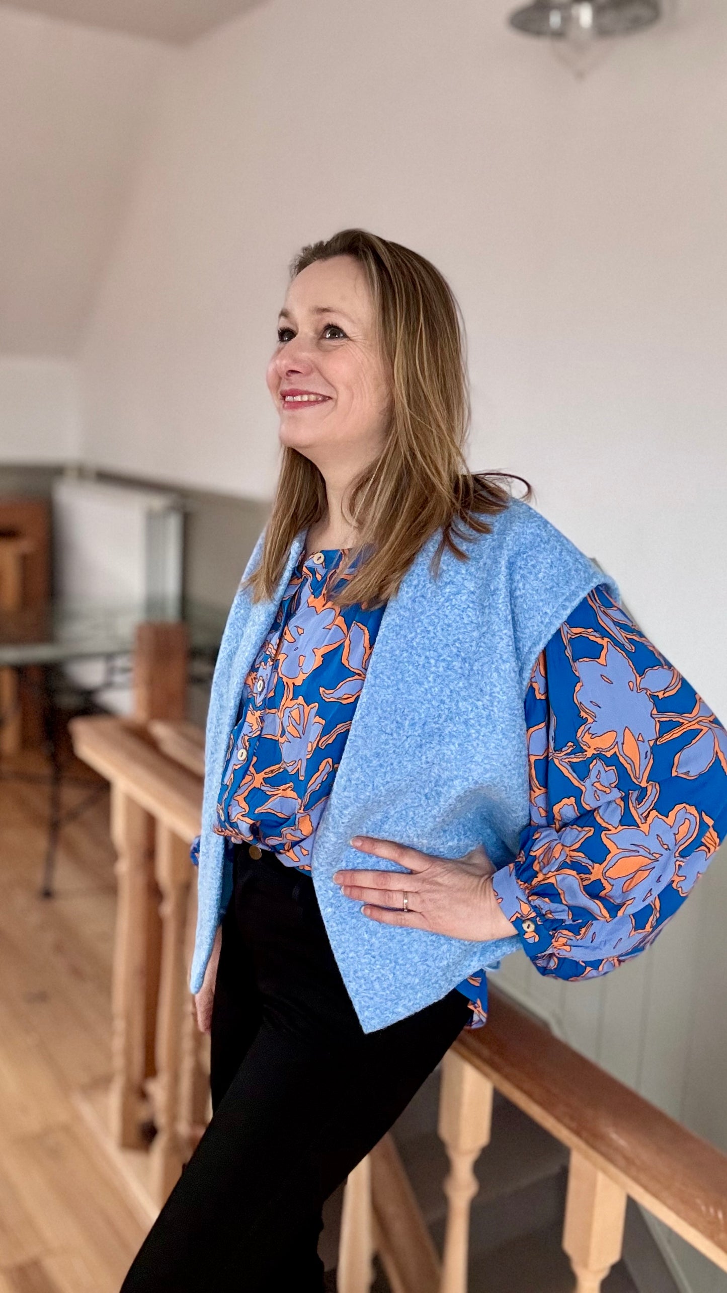 Loose fit blouse blauw