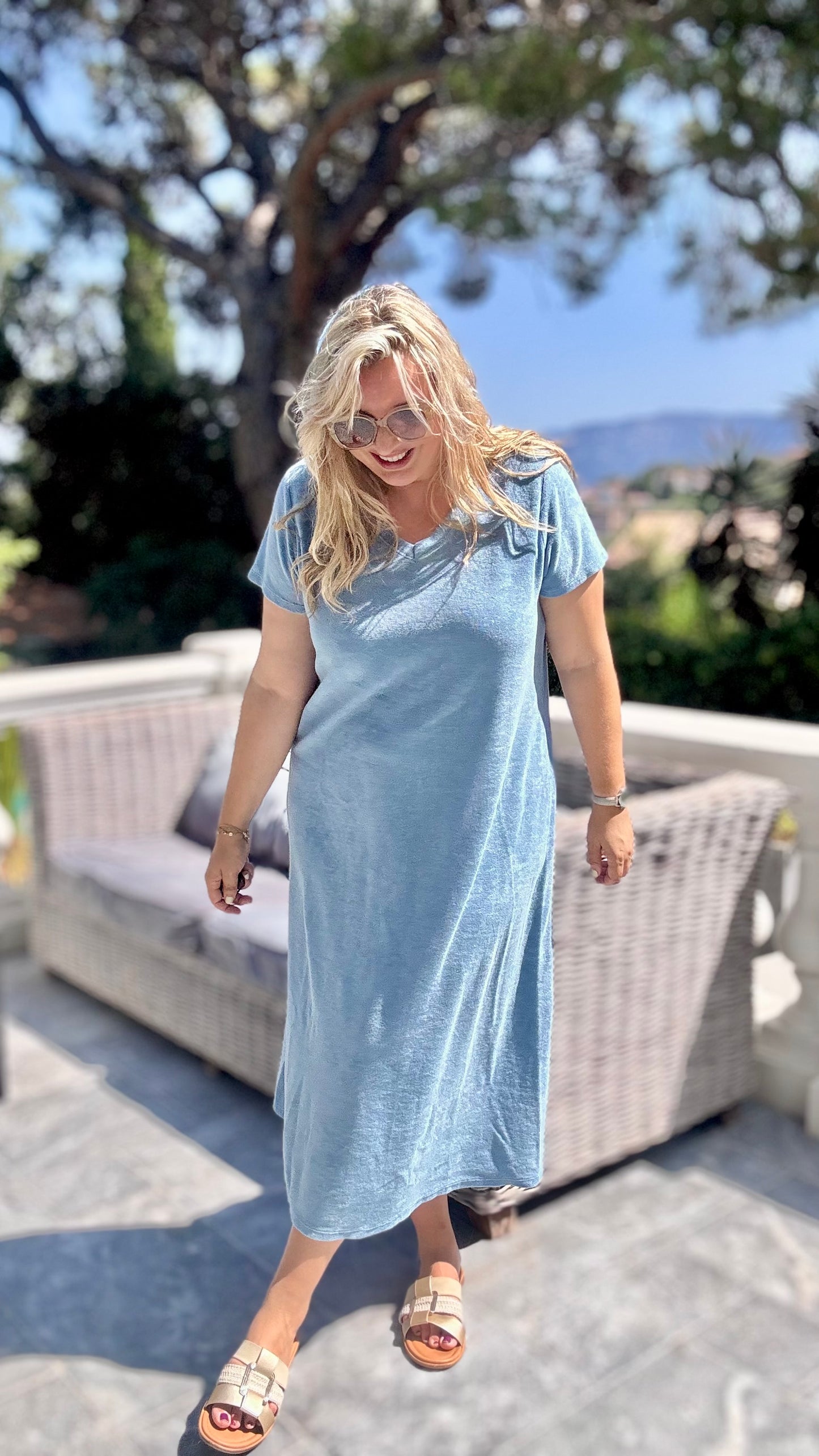 Sunset soak jurk blauw