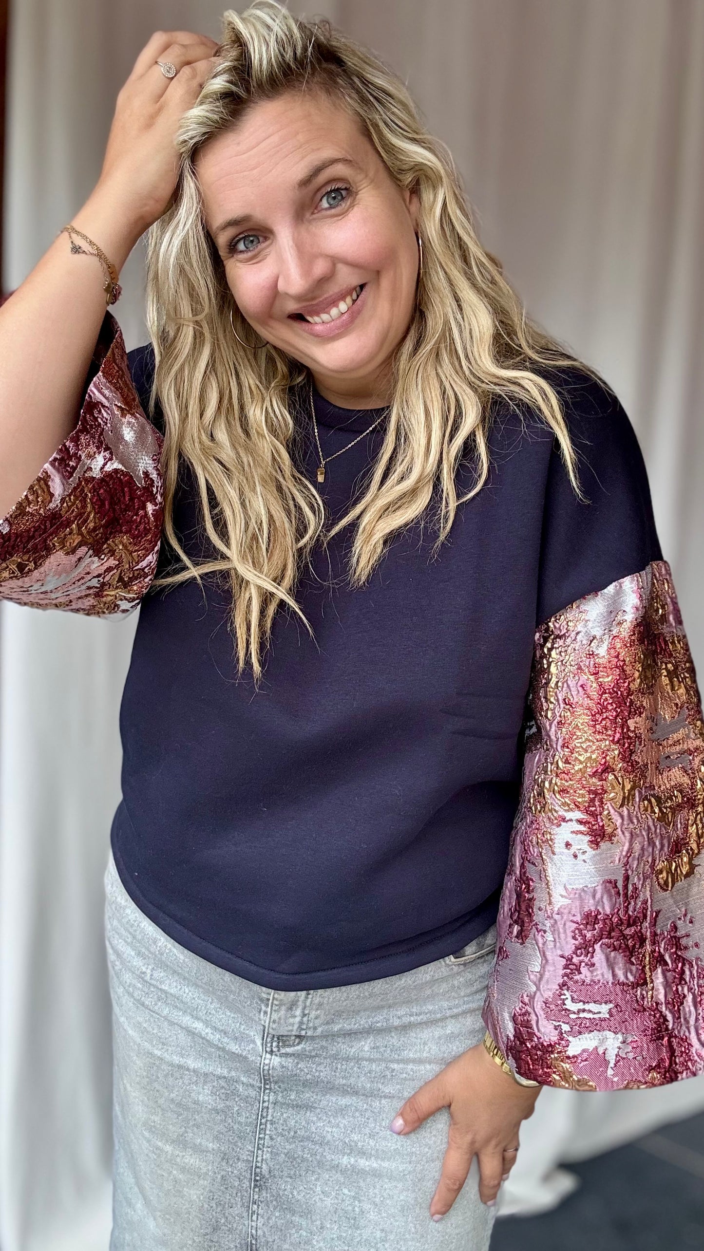 Shimmer sweater - Navy/rosé