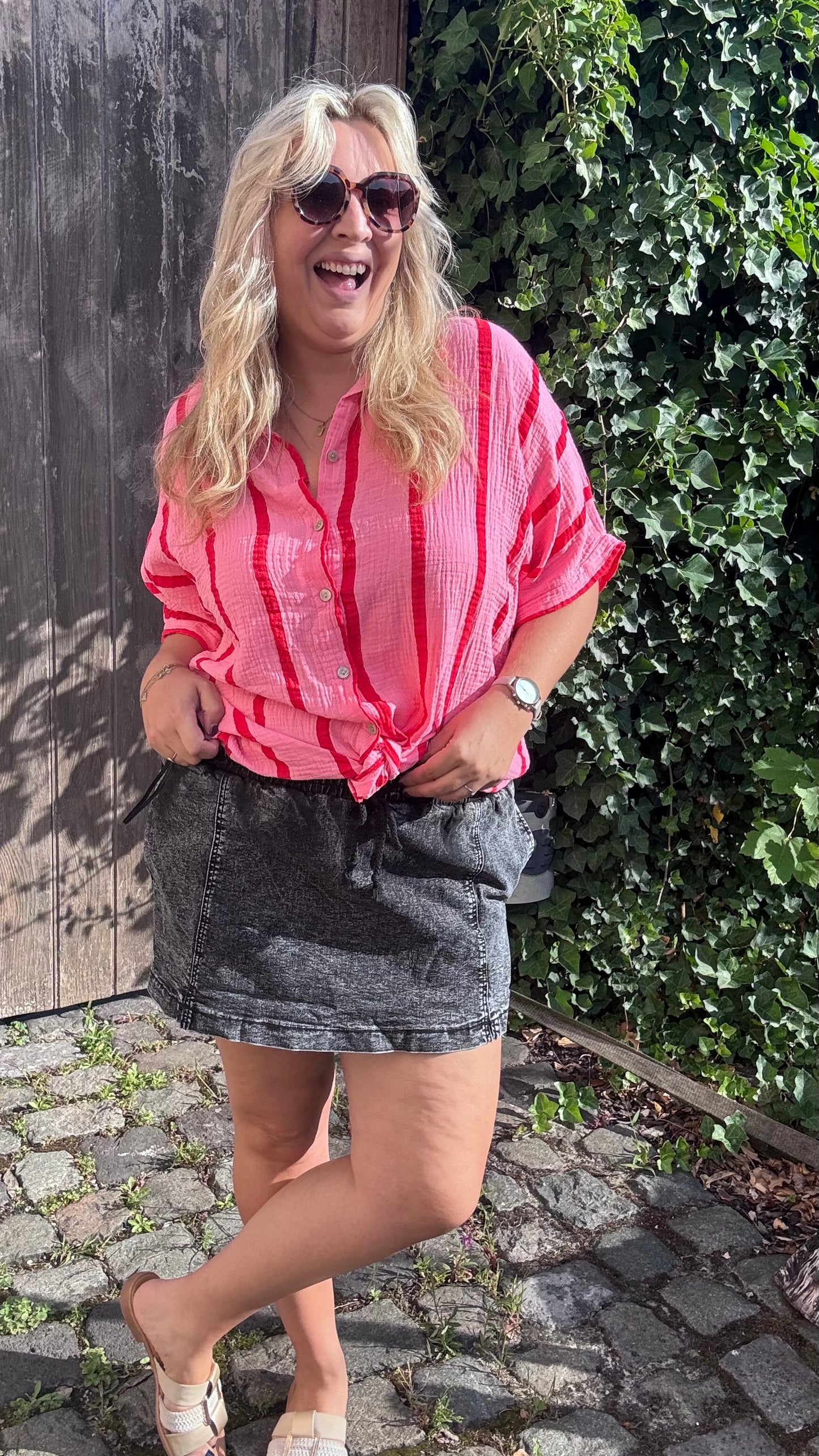 Denim skort grijs