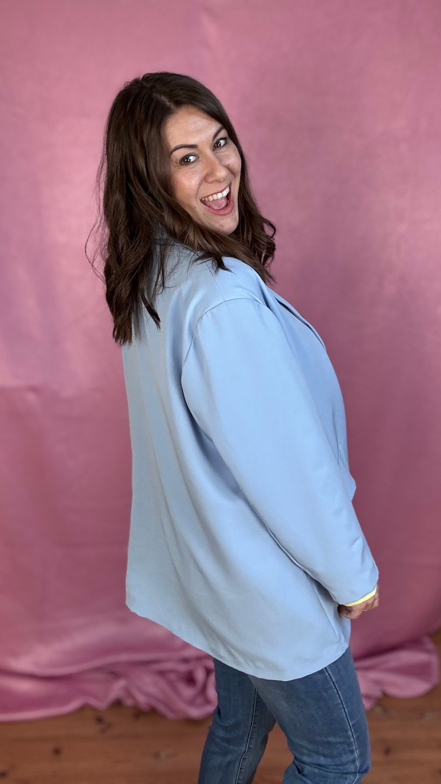 Leopard touch blazer - Babyblauw