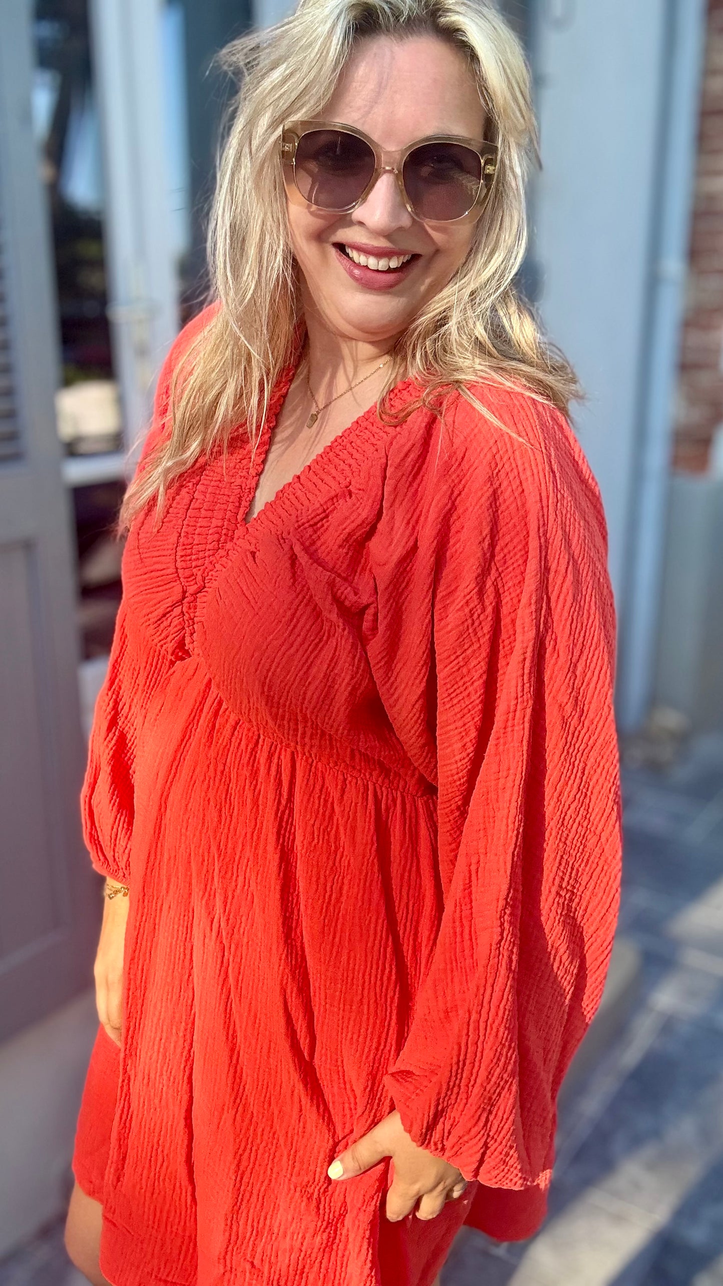 Sella jurk koraalrood
