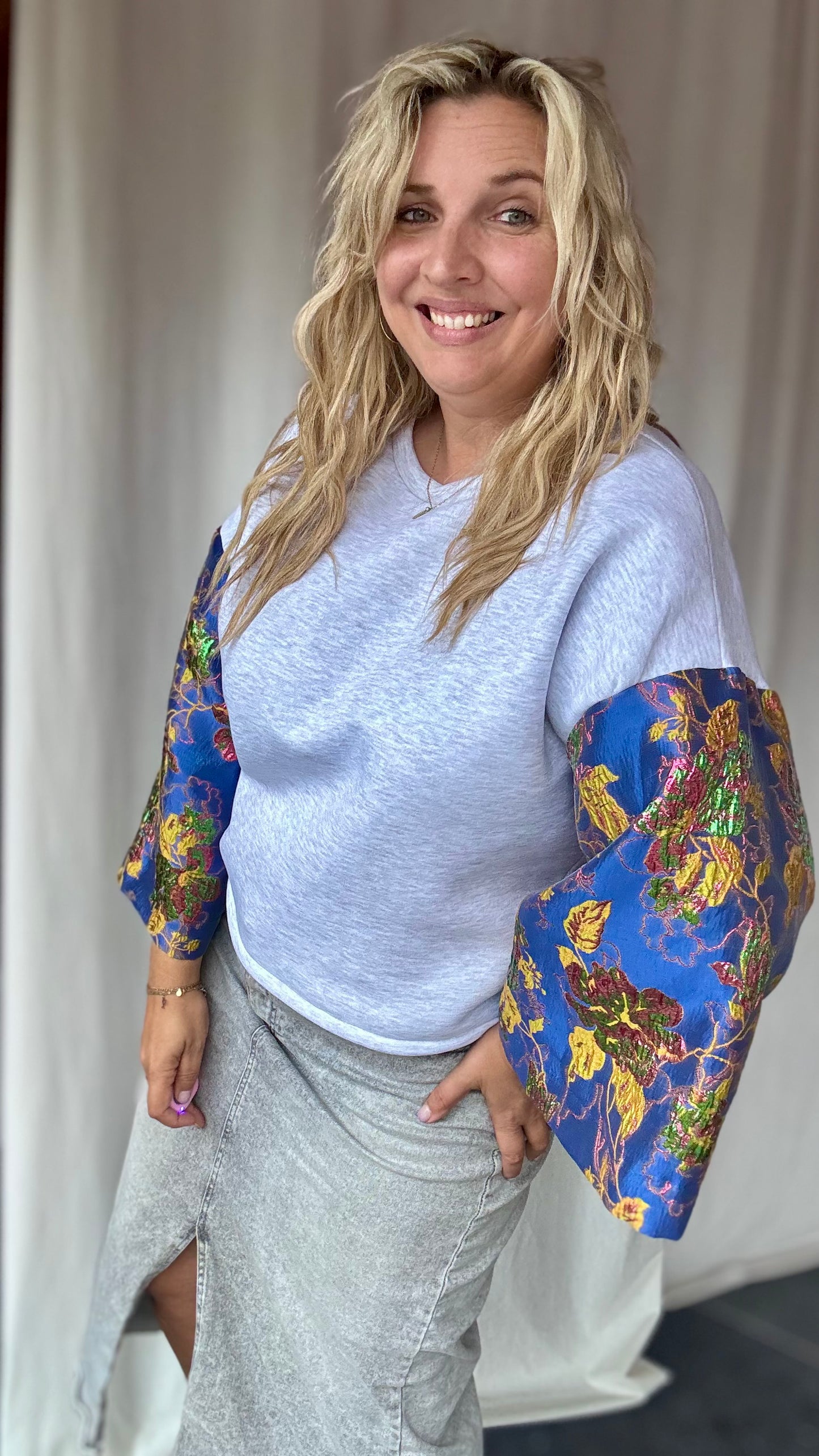 Shimmer sweater - grijs/blauw