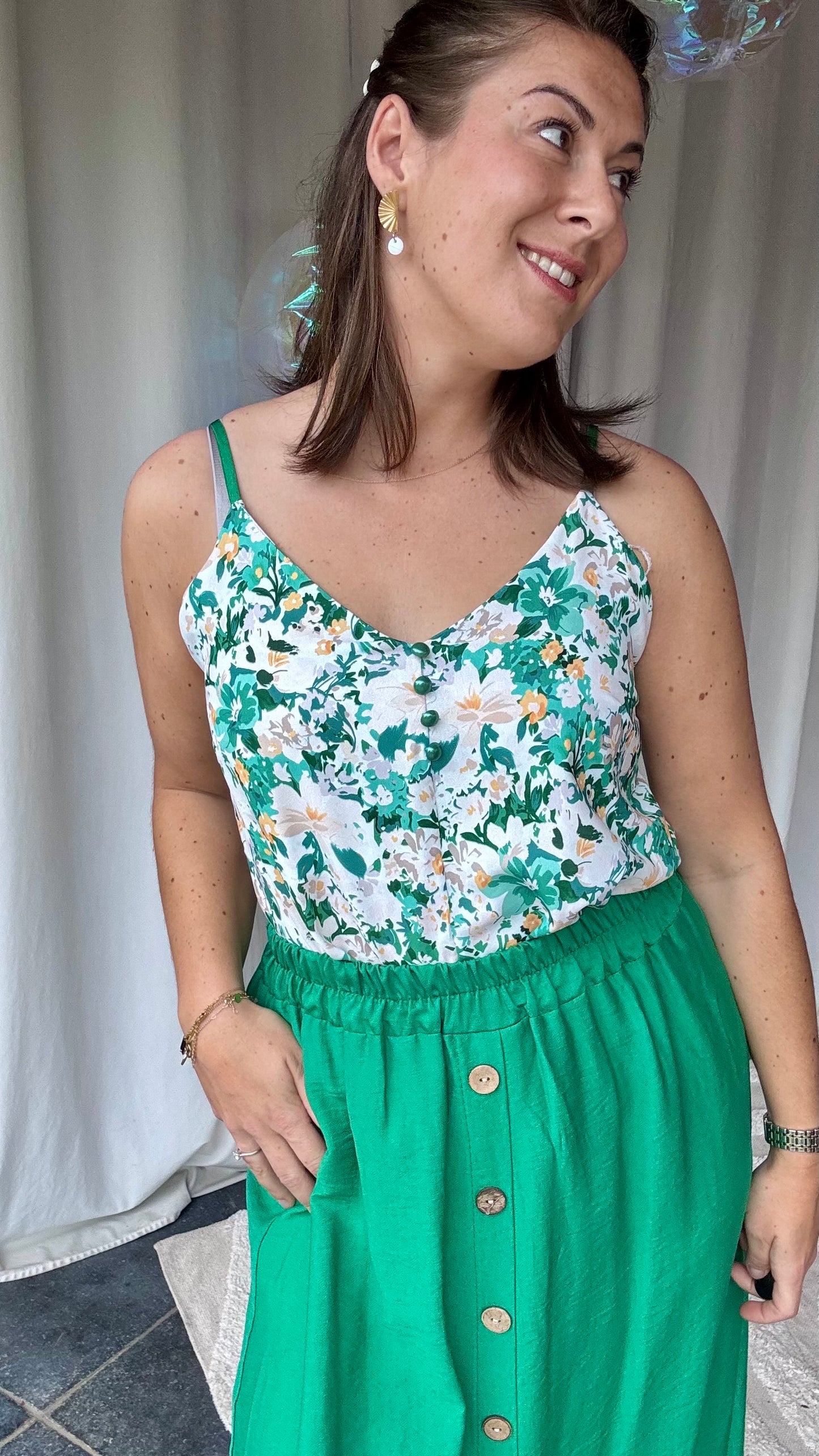 Suki top groene print