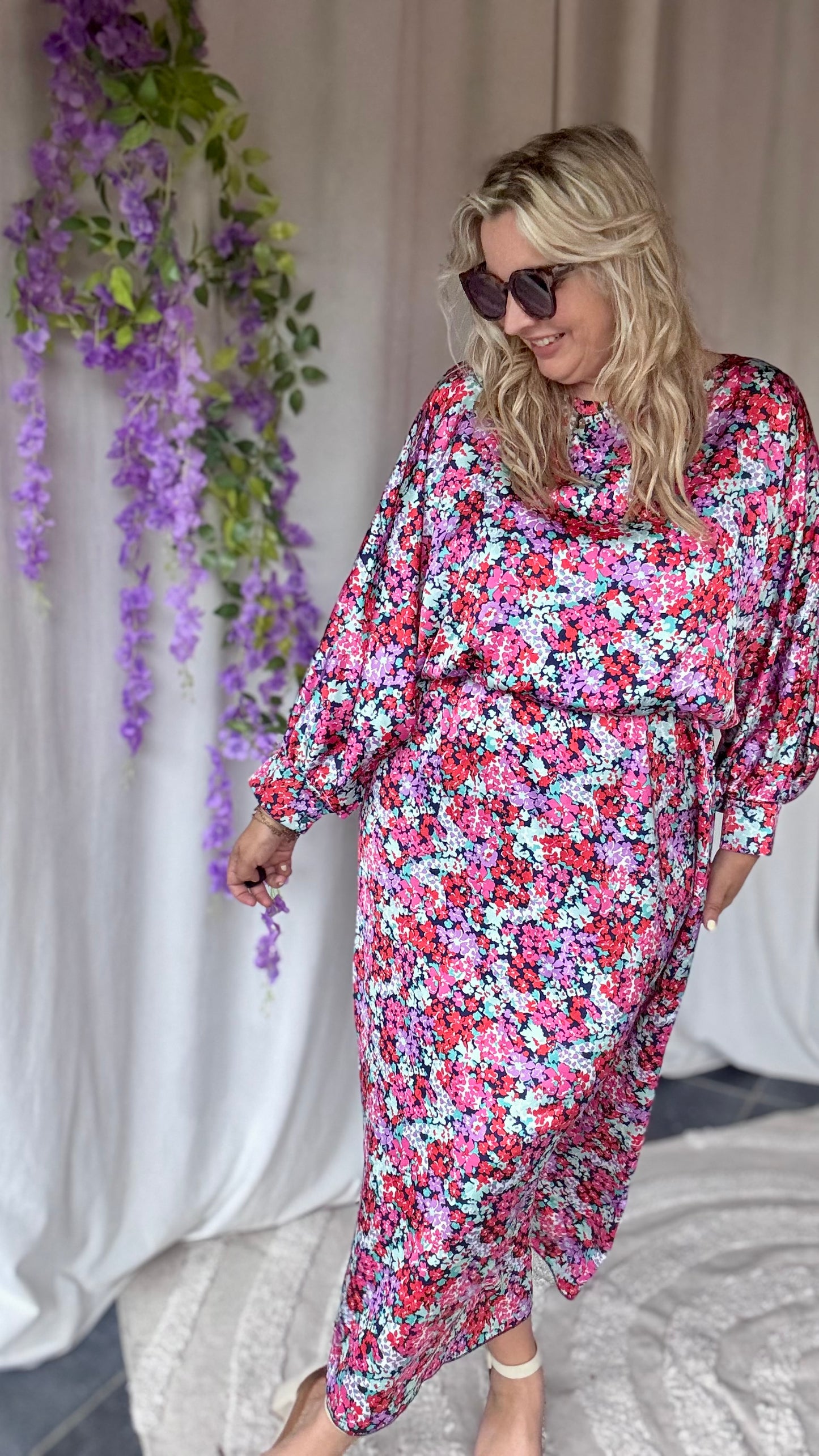 Bellini dress purple flowers