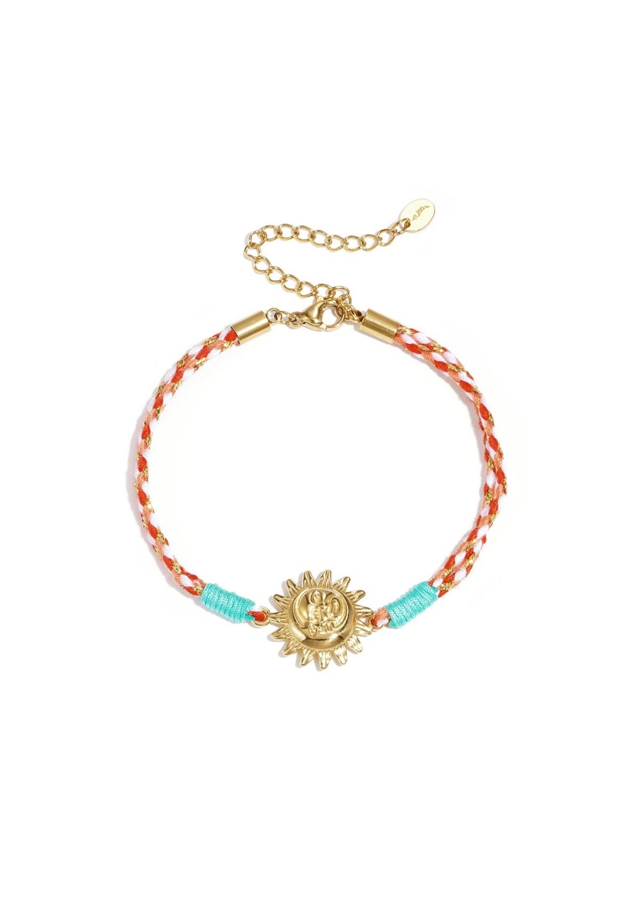 Touwbedel armband - red sun