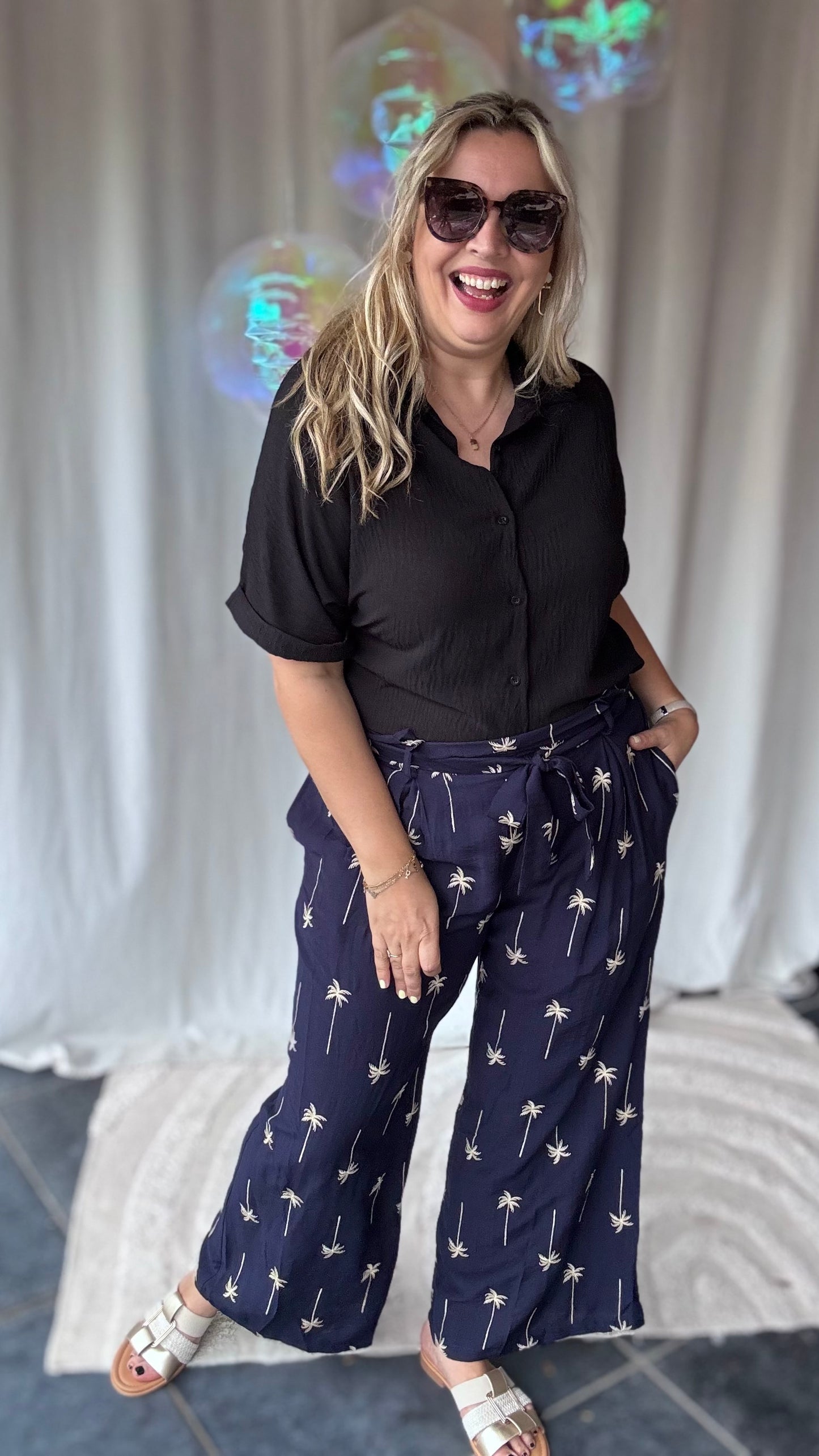 Palmtree pants navy