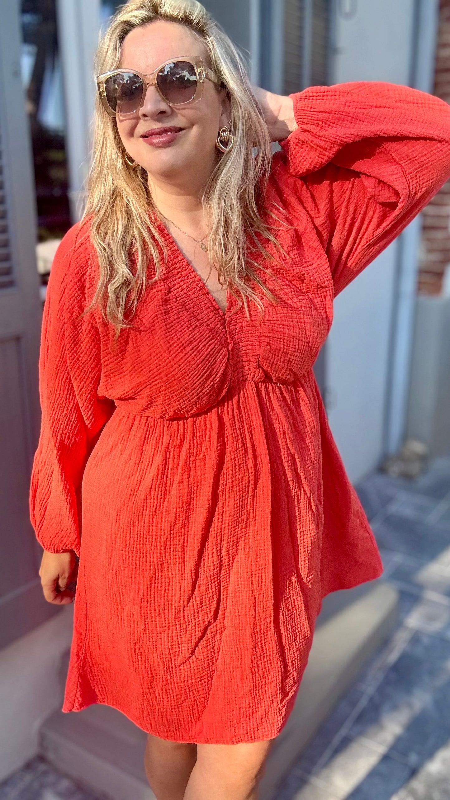 Sella jurk koraalrood