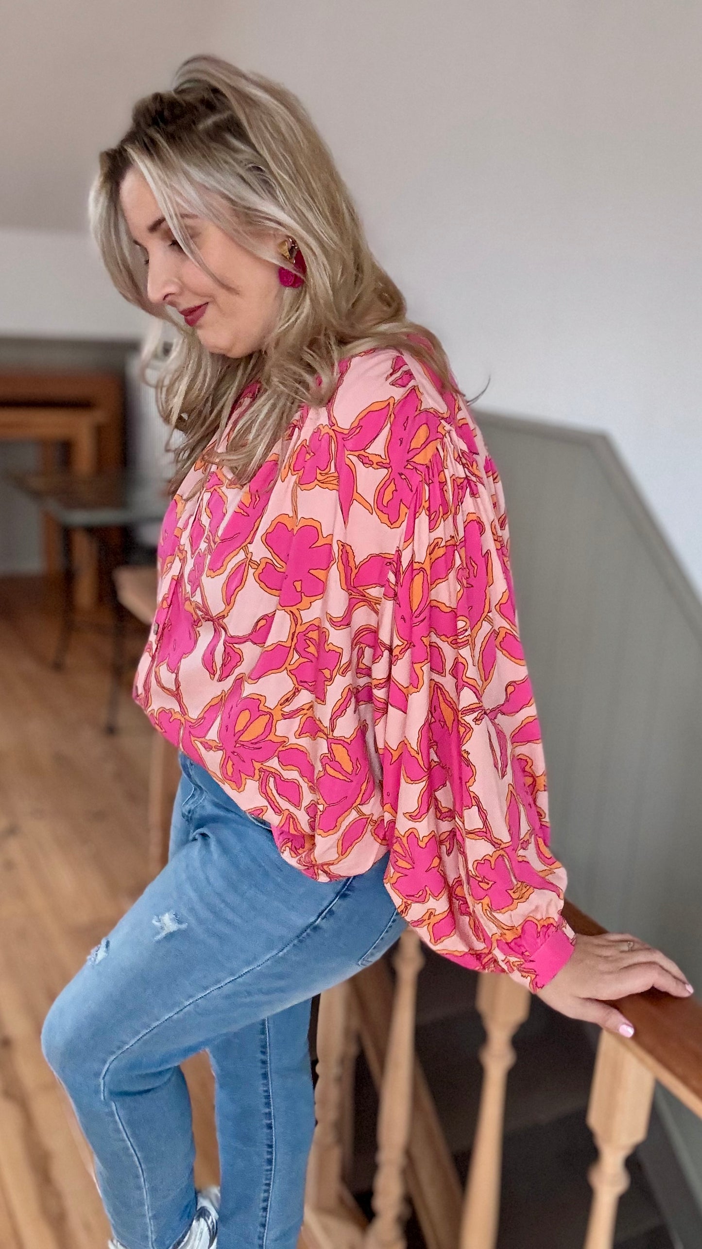 Loose fit blouse roze