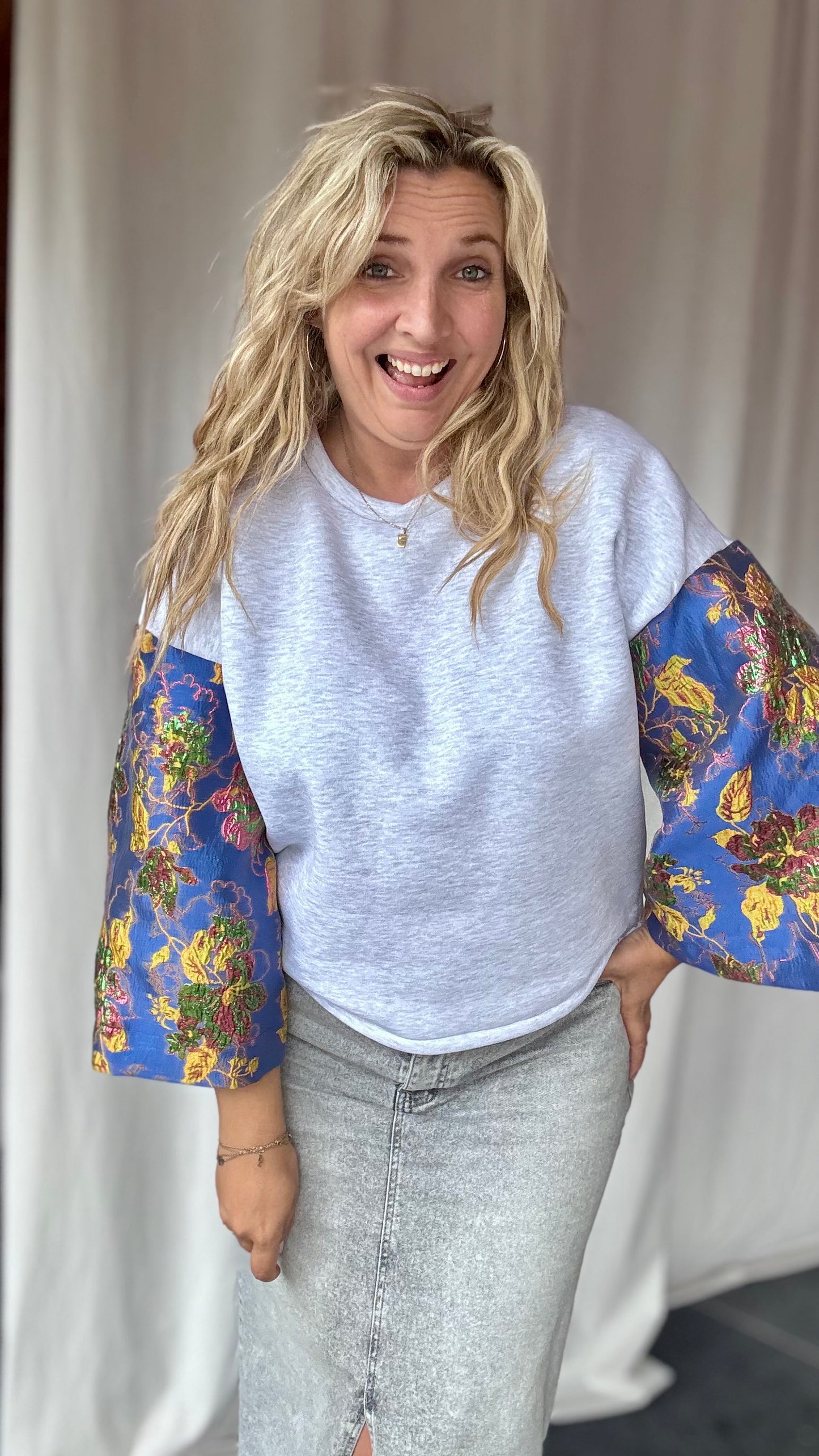 Shimmer sweater - grijs/blauw