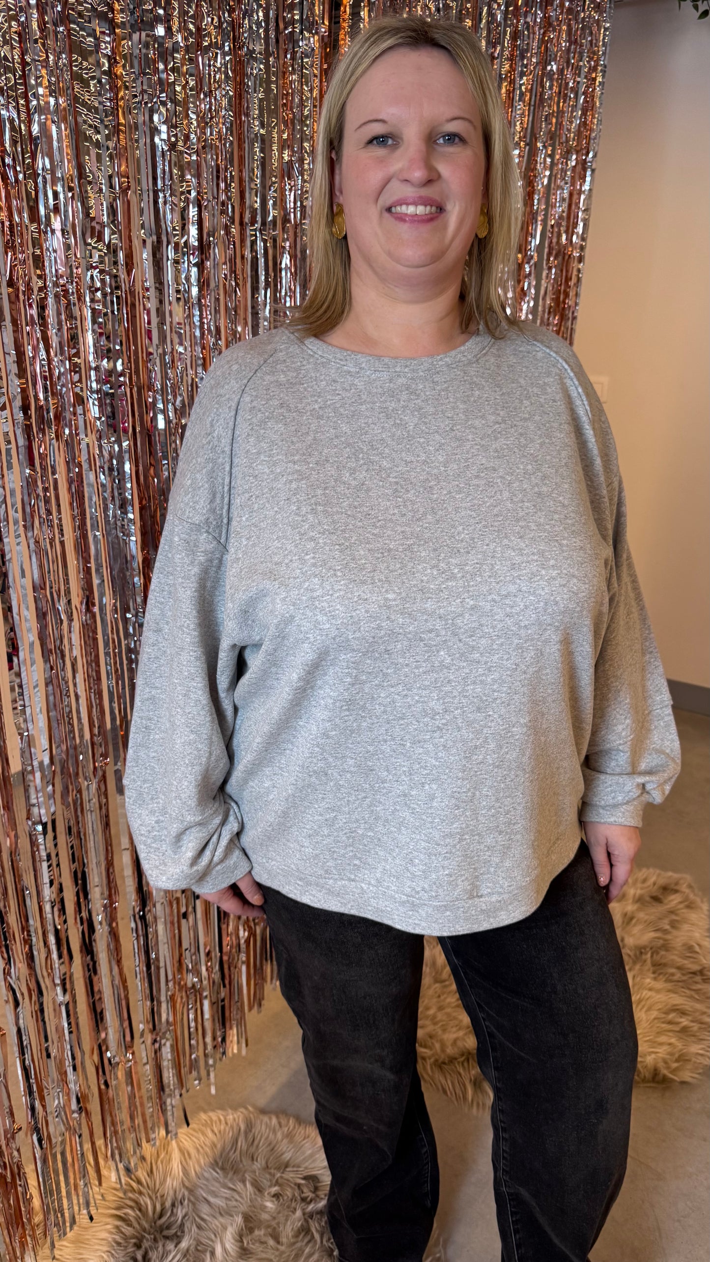 Relaxed curve sweater - Grijs