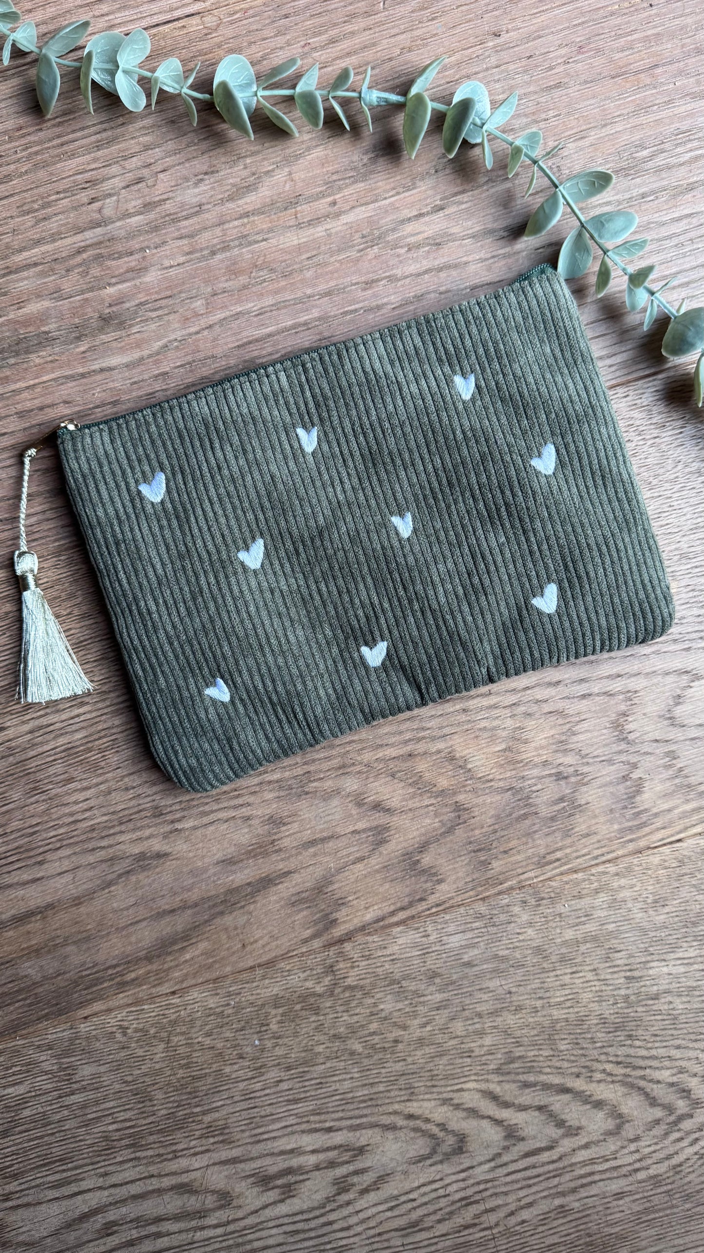 Make-up tasje white hearts