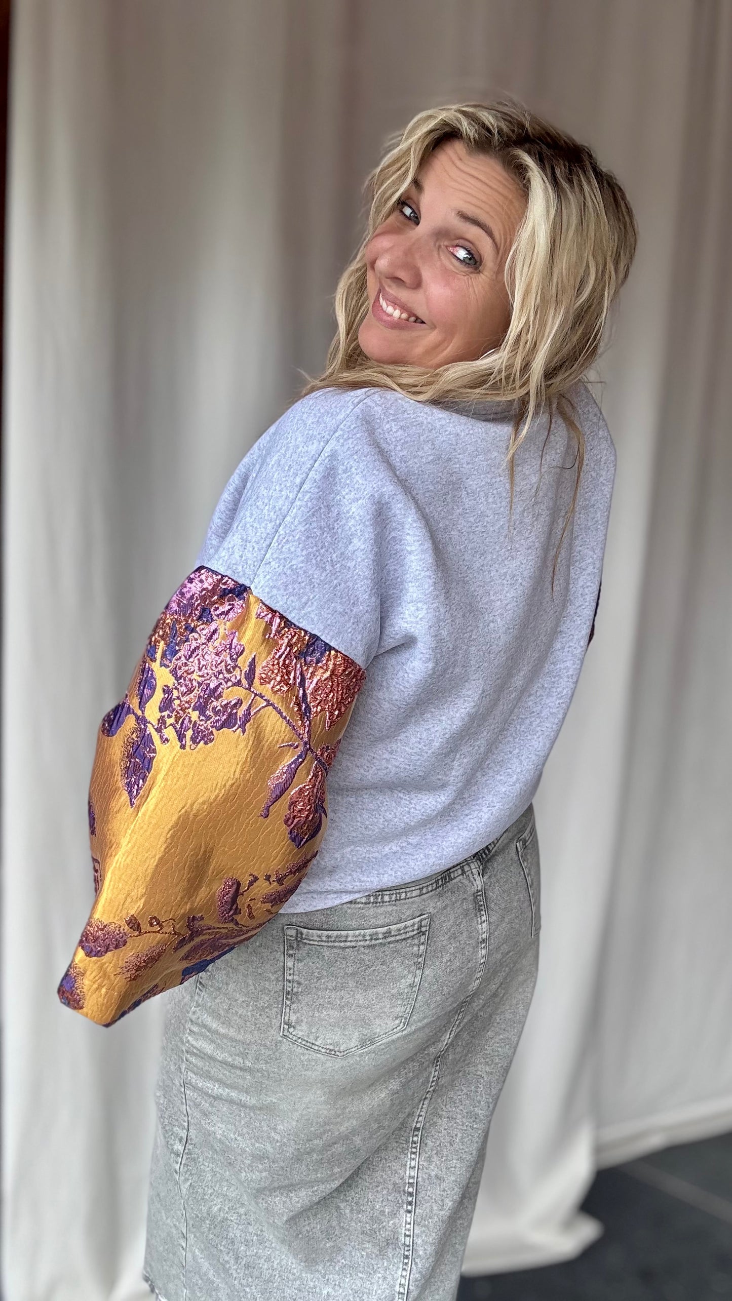 Shimmer sweater - grijs/goud