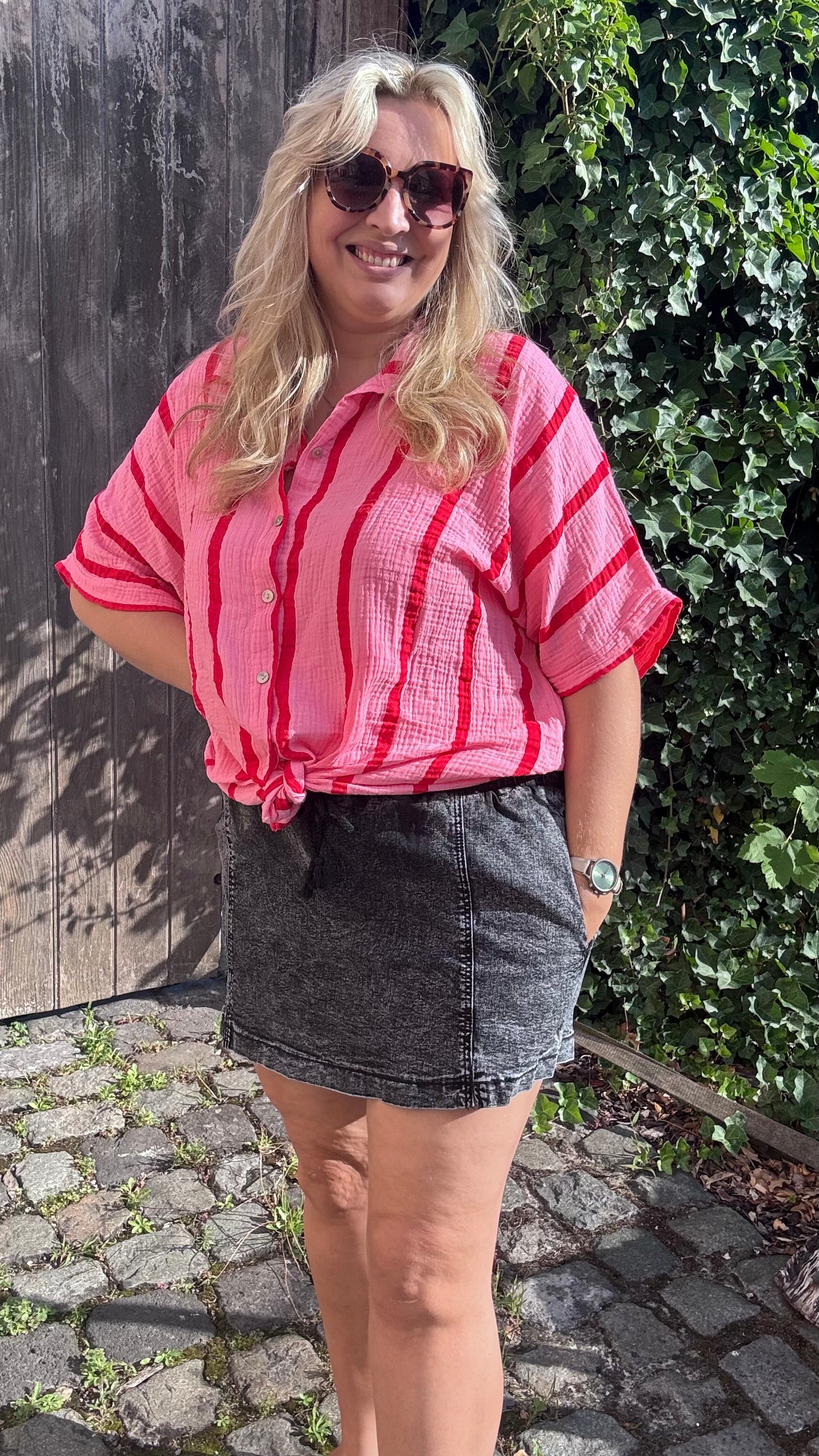 Denim skort grijs