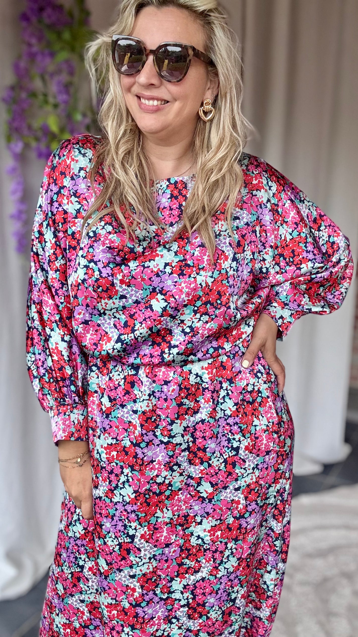 Bellini dress purple flowers