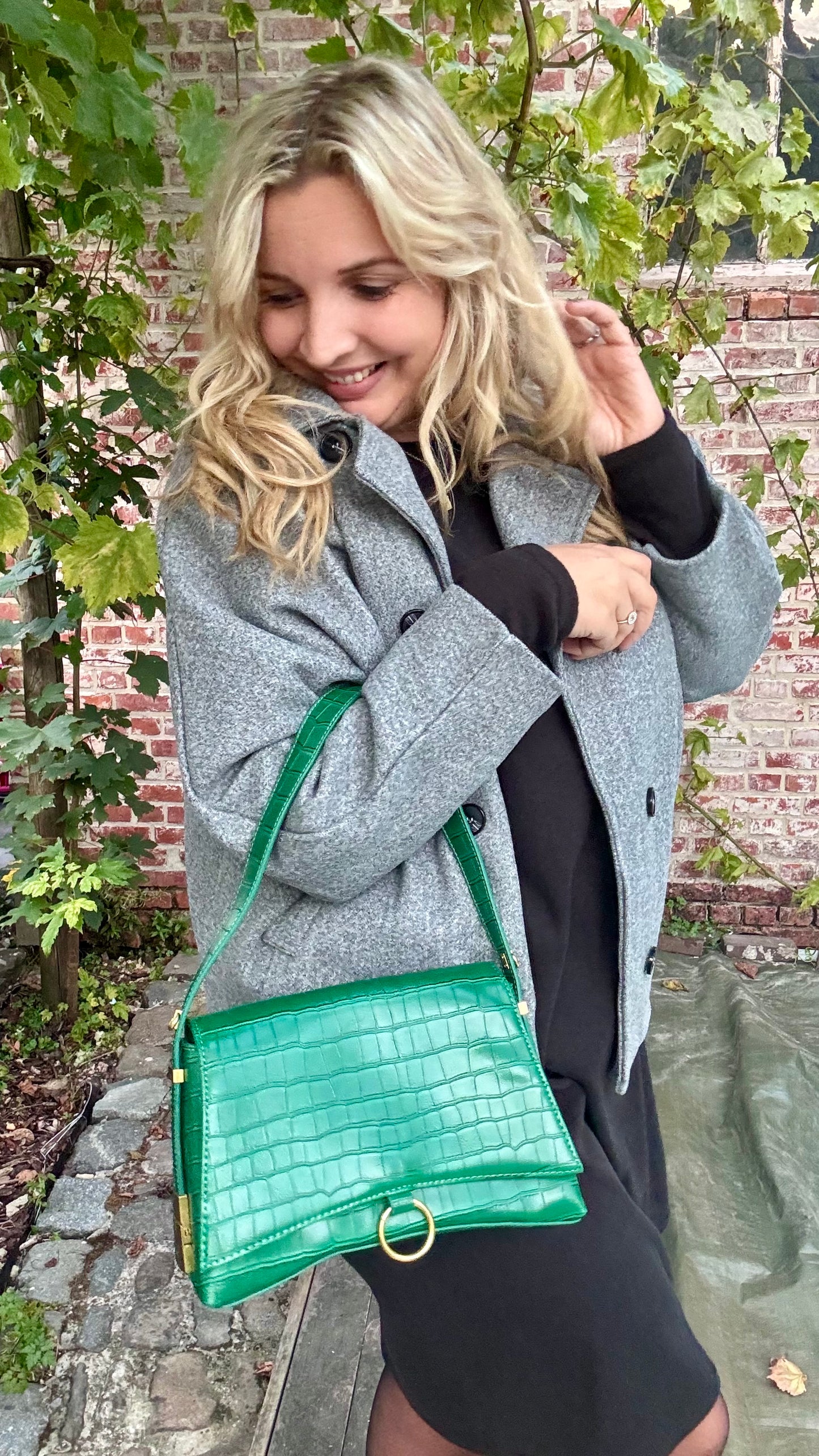 Croco handtas - Groen