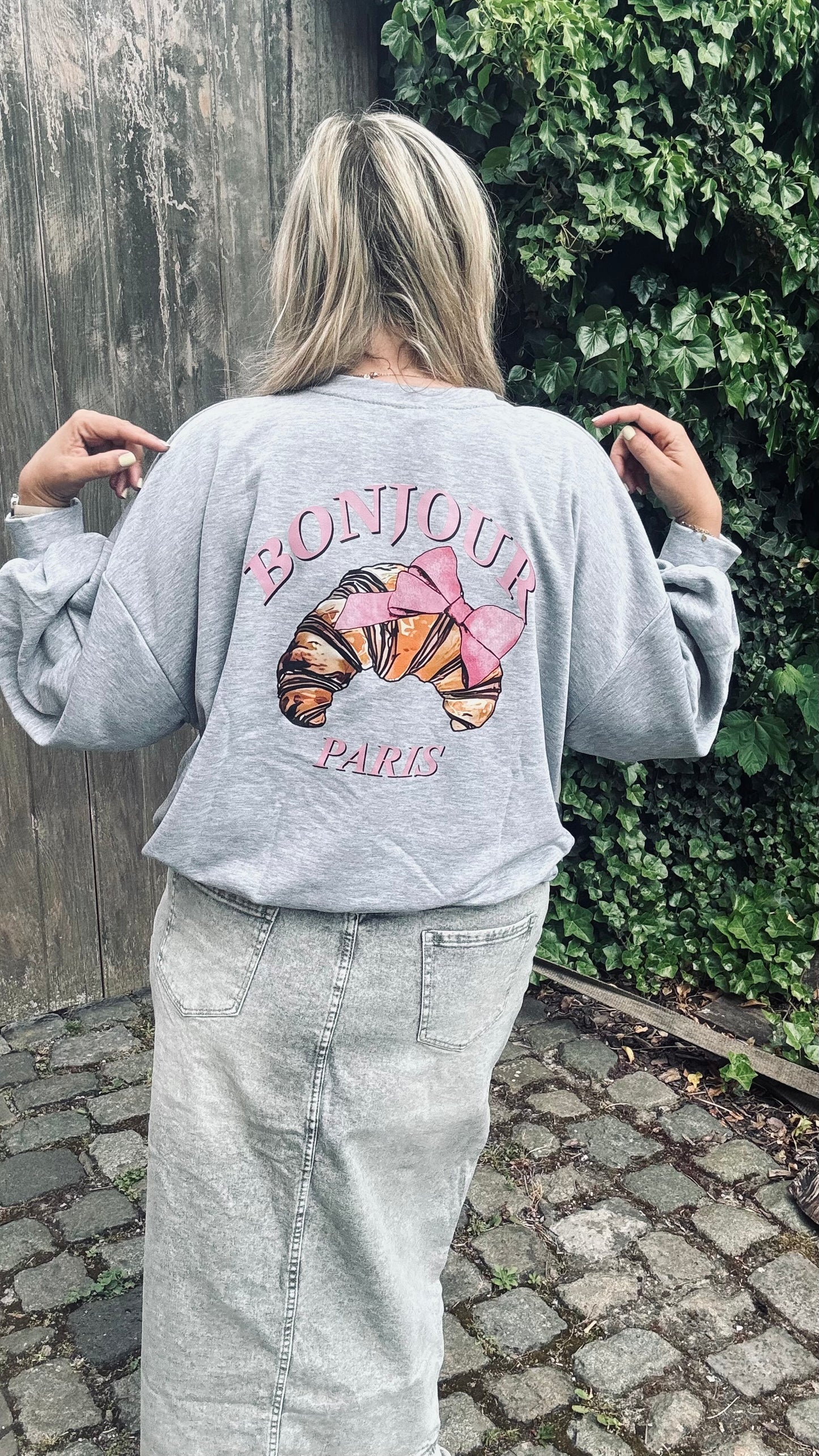 Croissant sweater grijs