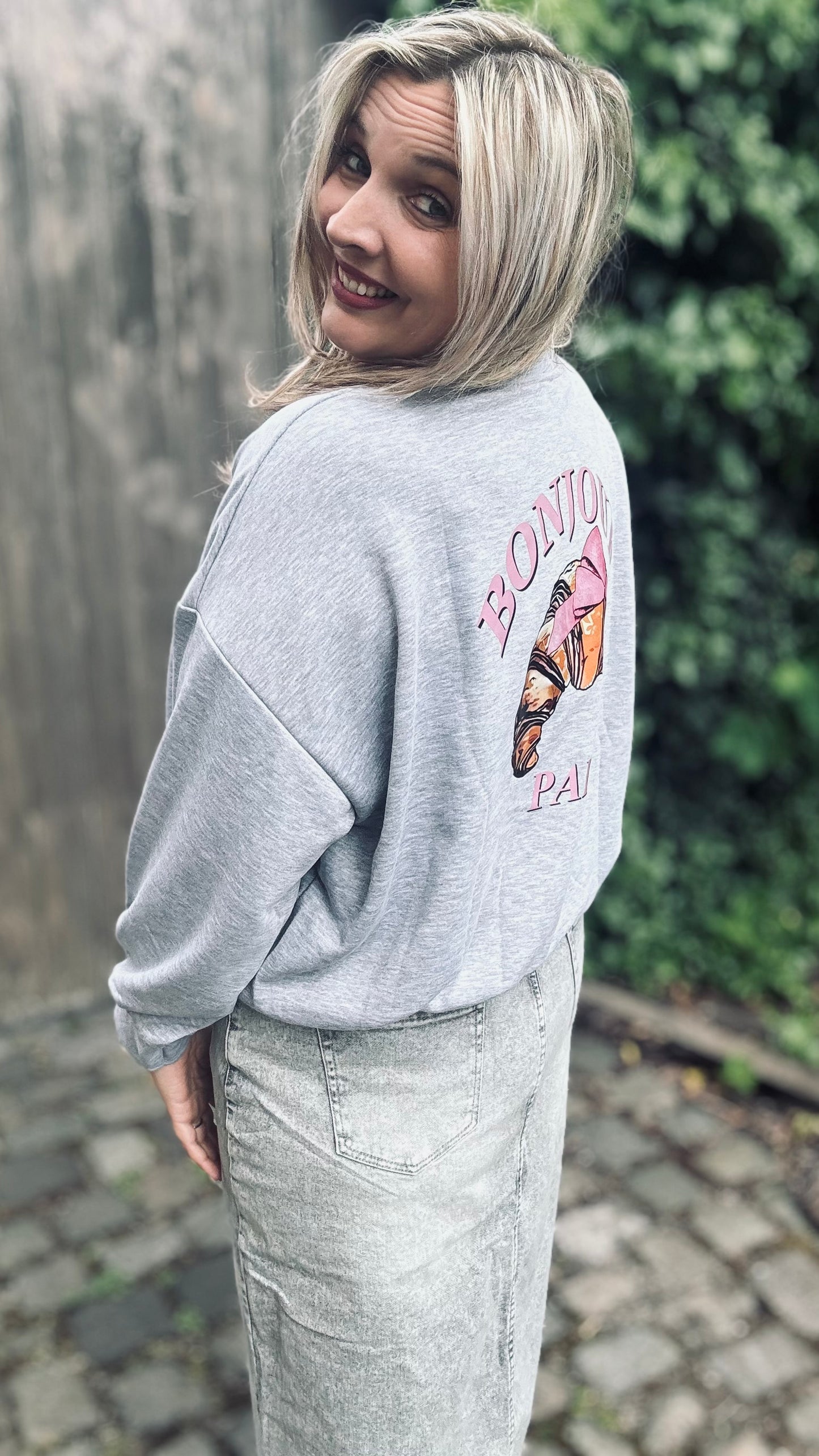 Croissant sweater grijs