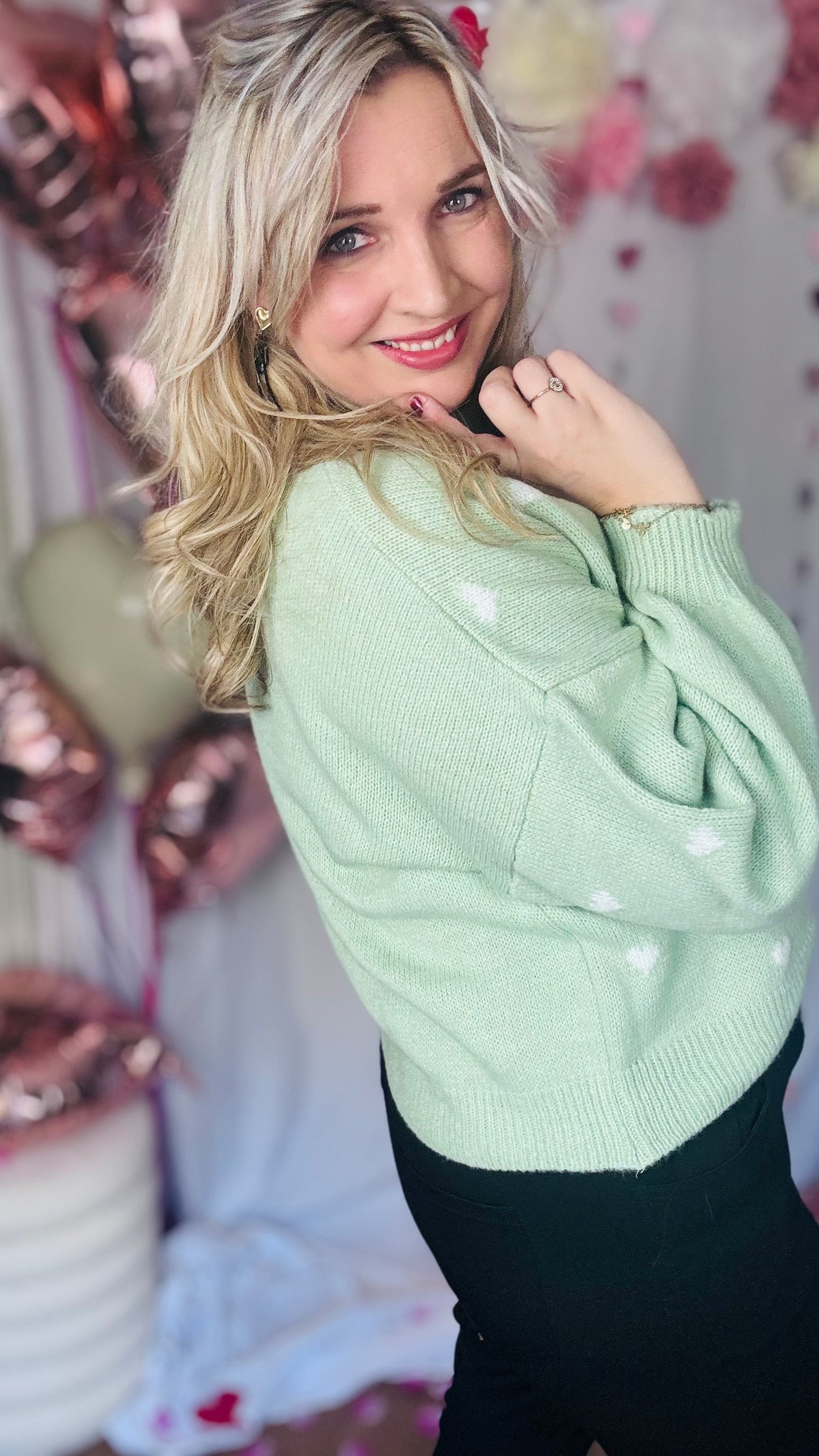 Pastel love trui mintgroen